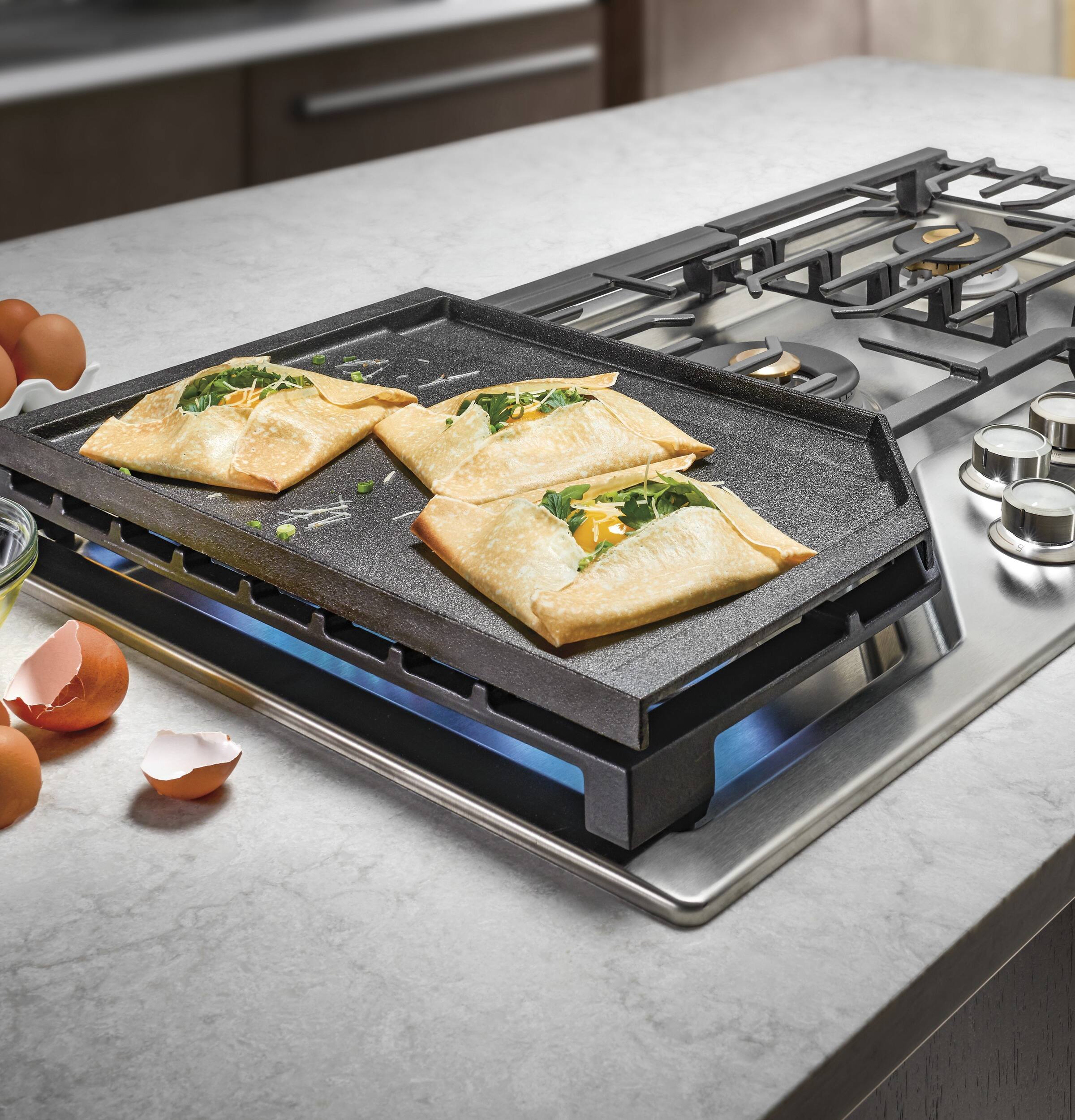 Alt View 23. Monogram - 36" Built-In Gas Cooktop with 5 burners and Sapphire Glass Precision Knobs - Stainless Steel.