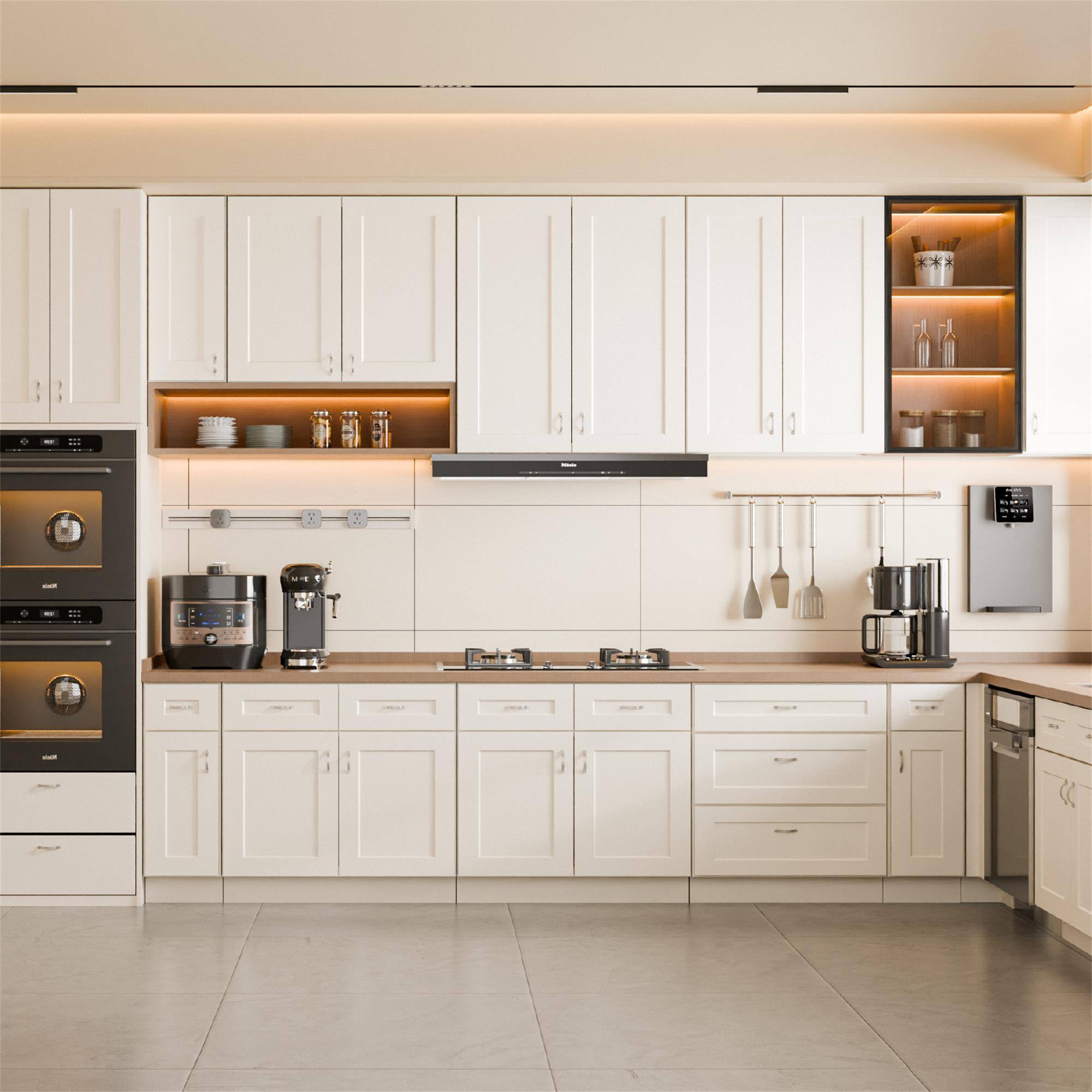 Alt View 4. Boyel Living - White Shaker Wall Cabinet with Double Door 33-in L x 12-in W x 36-in H for Kitchen Bathroom Laundry Garage - White.