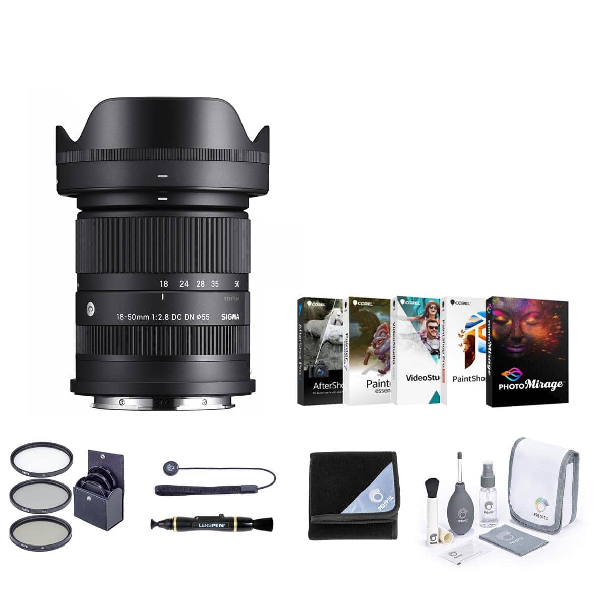 Bundle - Sigma - 18-50mm f/2.8 DC DN Contemporary Lens for Sony E with 55mm Filter Kit, Lens Cleaner, ProOPTIC Wrap, Cap price history on PriceWatchPro