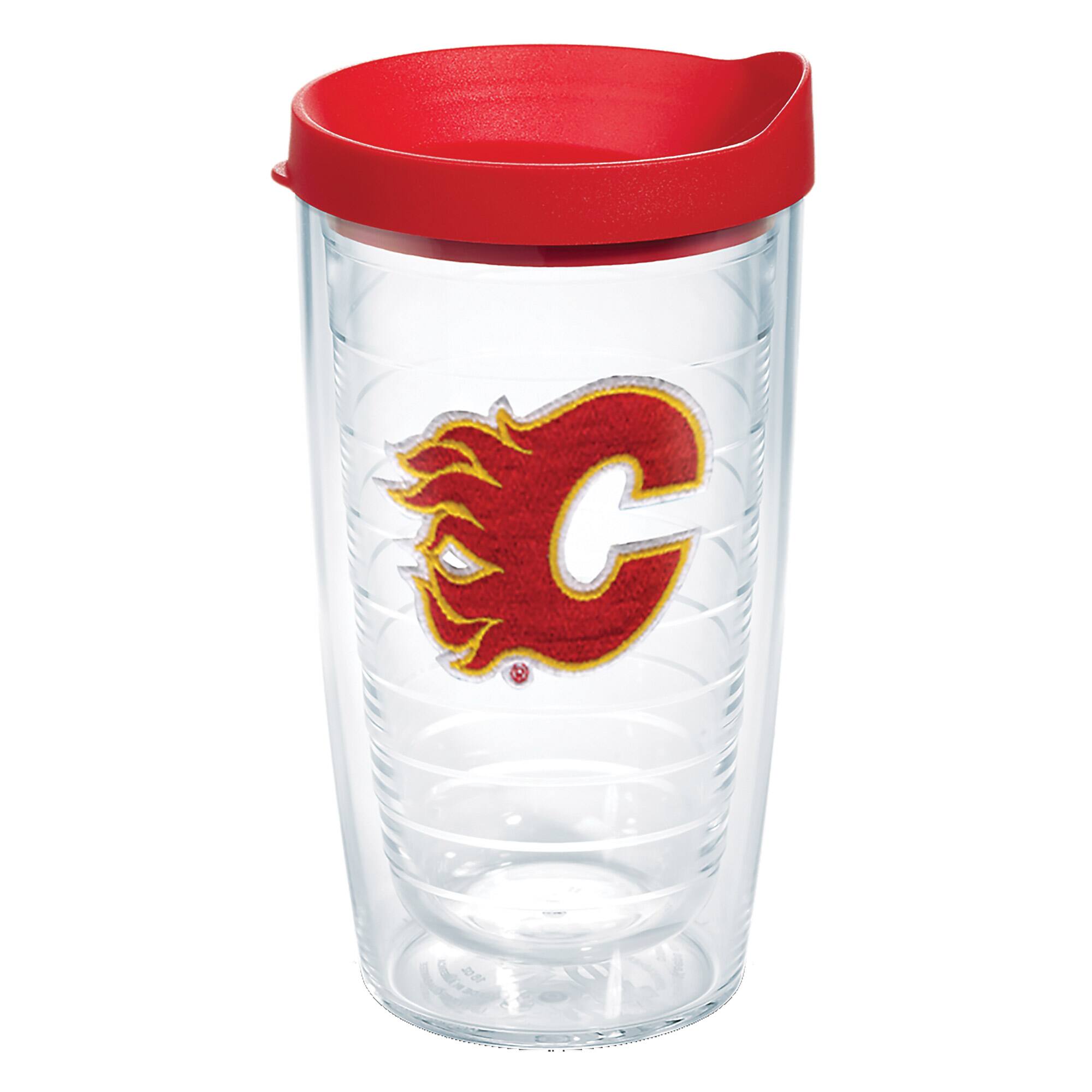 Front. Tervis - Calgary Flames 16oz. Emblem Classic Tumbler - Multicolor.