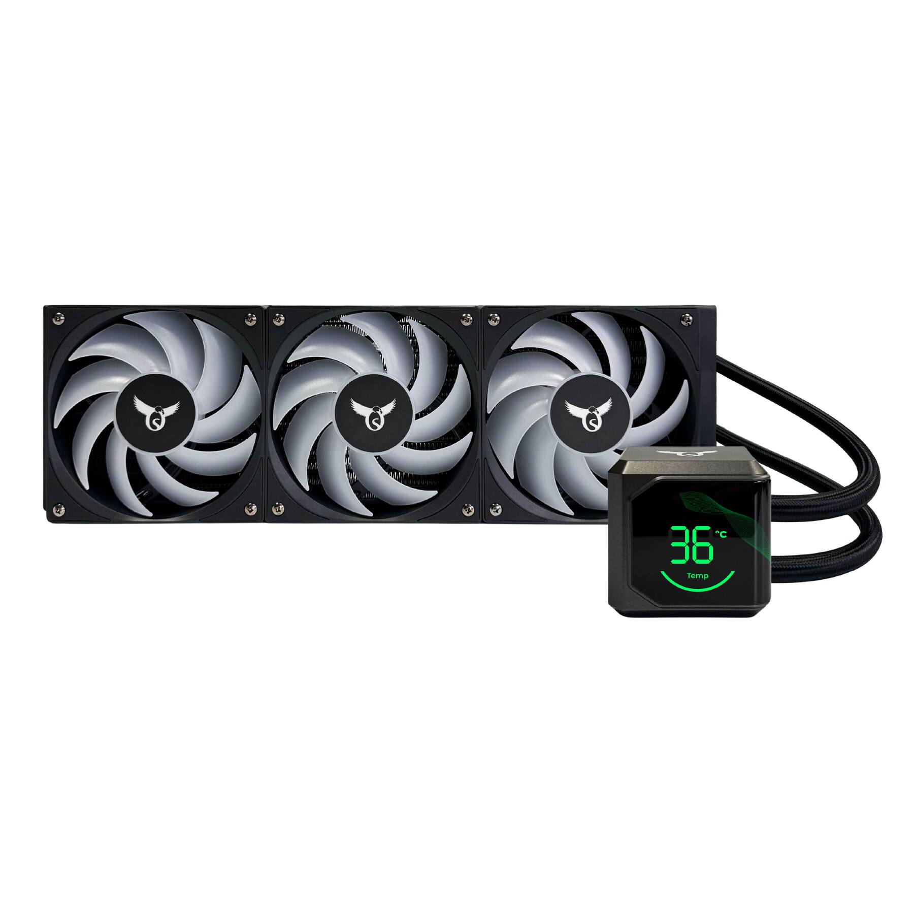 Alt View 6. Osprey - Osprey 360mm AIO CPU Cooler, Copper-Aluminum Radiator, Leakproof ARGB Liquid Cooling System, 2600RPM Hydraulic Pump - Black.