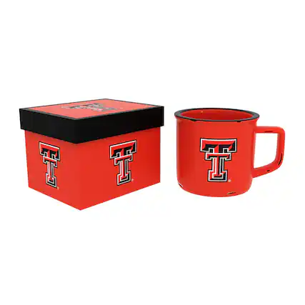 Front. Evergreen Enterprises - Texas Tech Red Raiders 14oz. Ceramic Camp Cup with Gift Box - Multicolor.