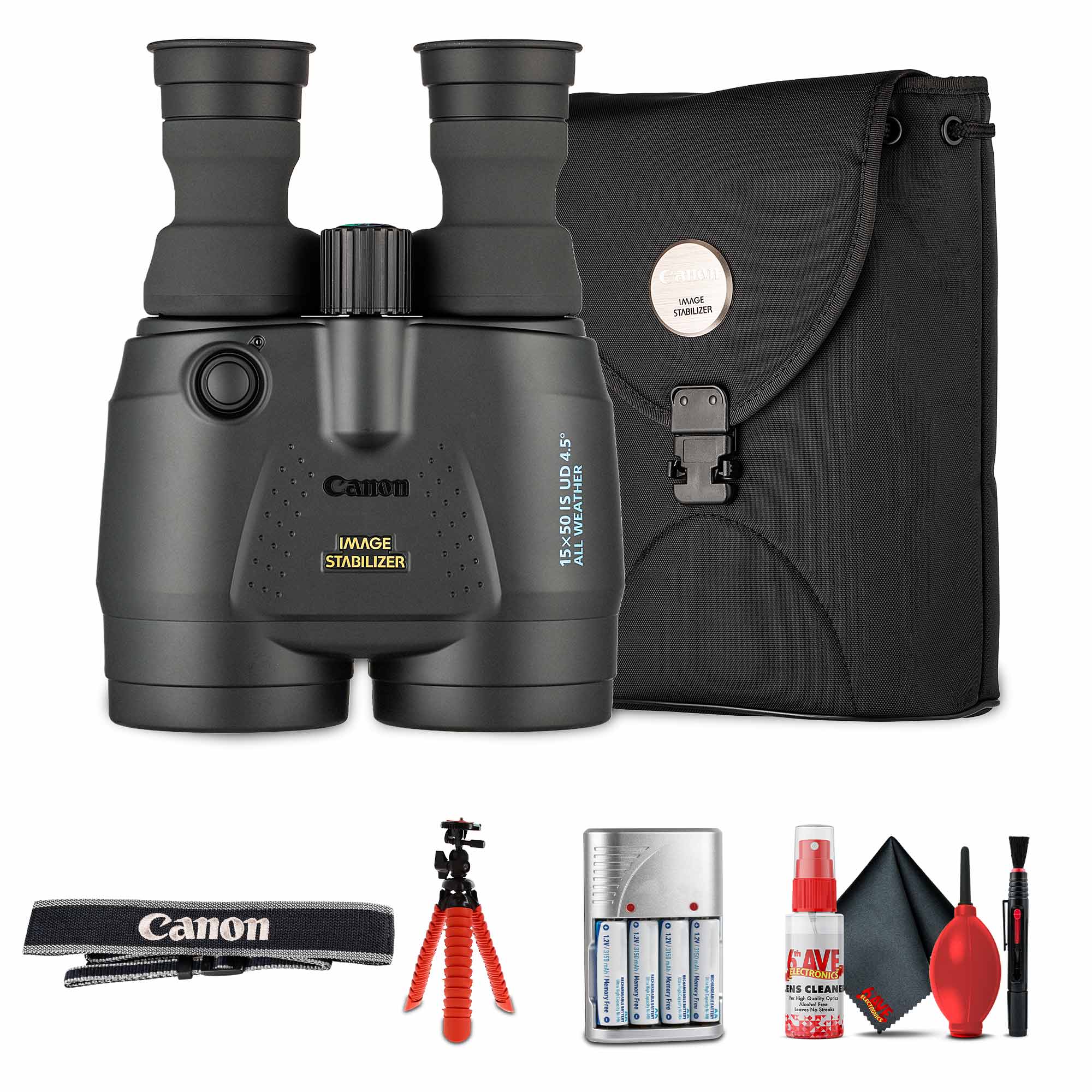 Canon - 15x50 IS All-Weather Image Stabilized Binoculars + Flexible Tripod + More w essential (International Version)