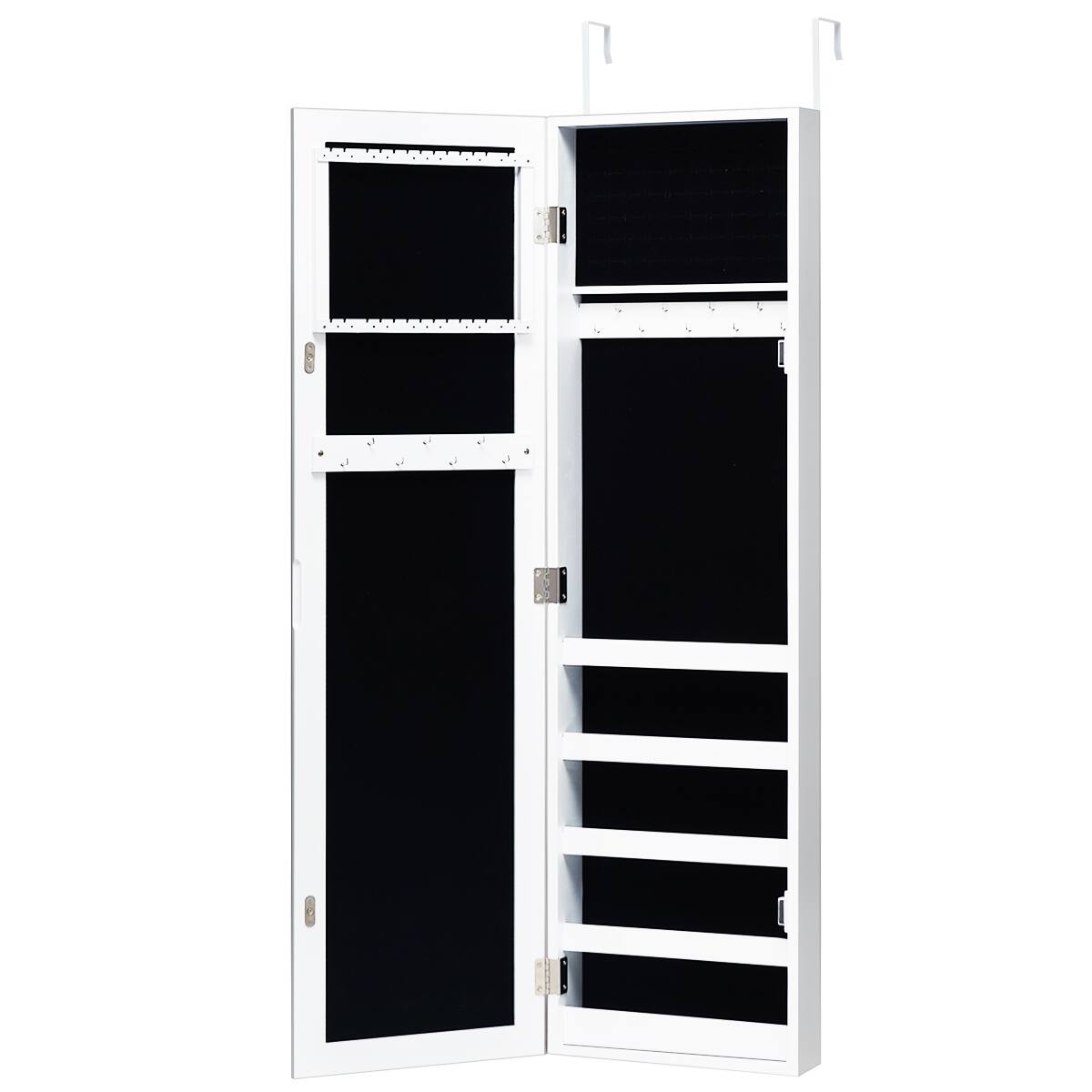Alt View 19. Costway - Door Mounted Mirrored Jewelry Cabinet Storage Organizer - White.
