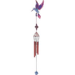 FC Design - 23" Long Purple Hummingbird Copper and Gem Wind Chime Outdoor Patio or Garden Hanging Decoration - Multi-Color