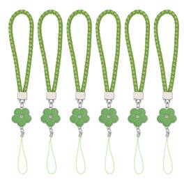 Unique Bargains - 6pcs Creative Braided Flower Phone Charm Wrist Lanyard for Case Camera Keychain Hand String - Green