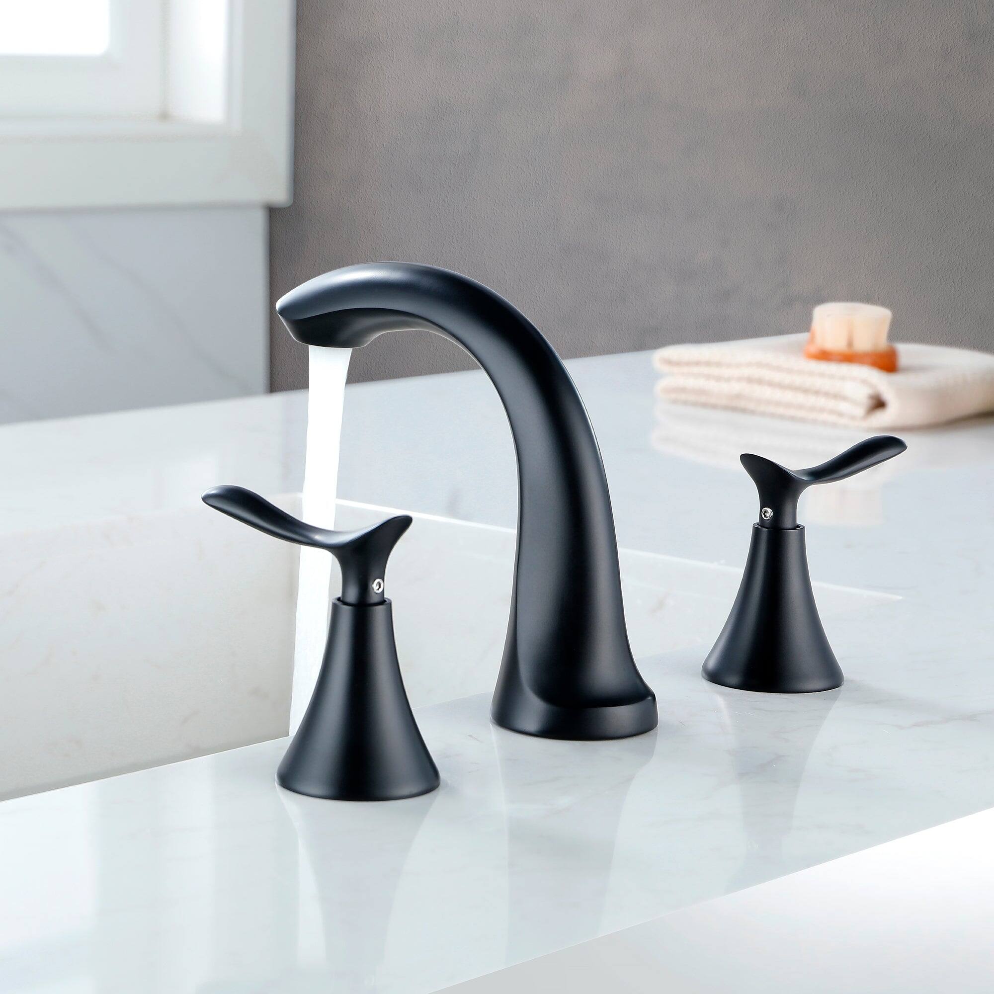 Alt View 10. Boyel Living - 8 in Widespread Double Handle 1.2 GPM Bathroom Faucet with Quick Connect Hose and Pop Up Drain in Matte Black - Matte Black.