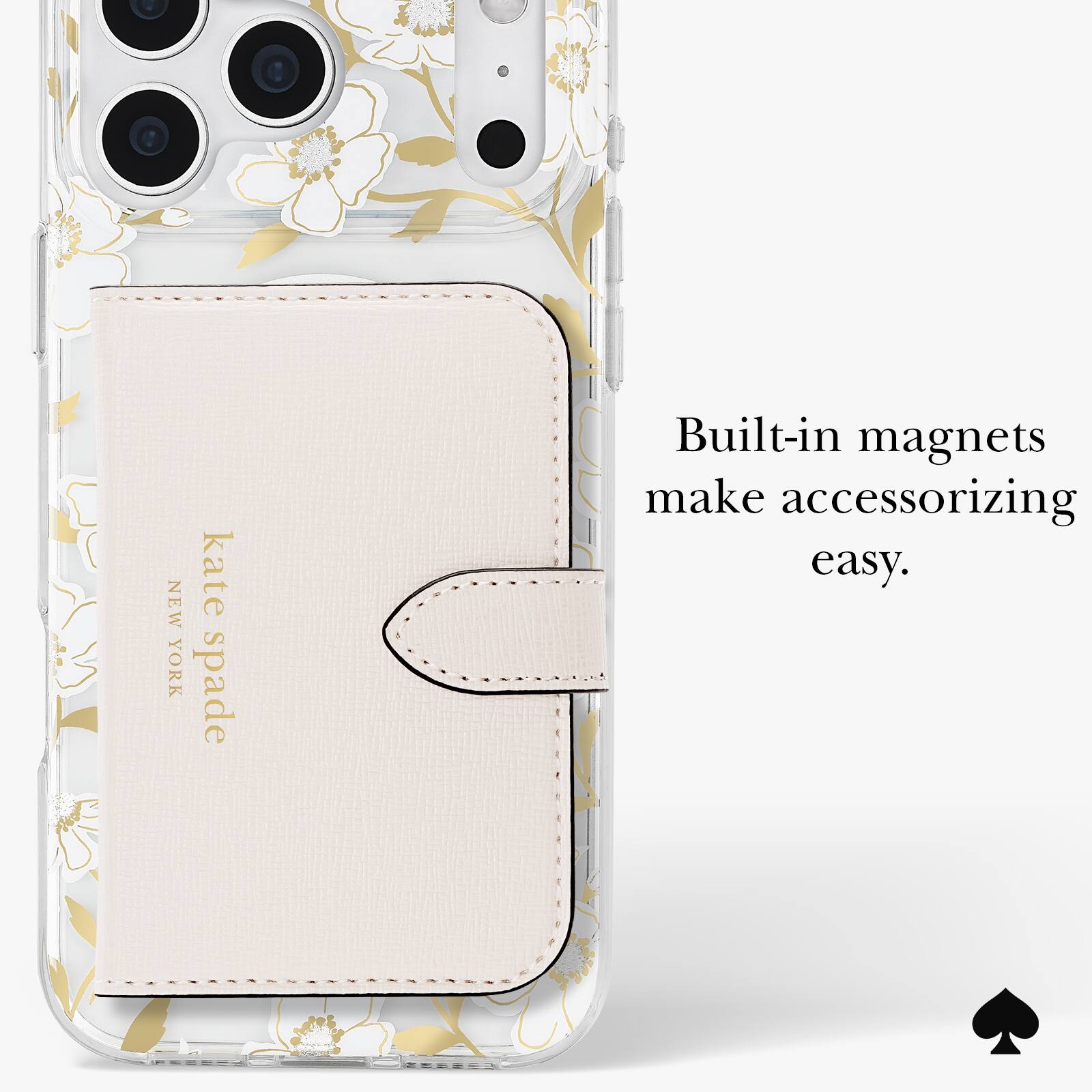 NEW YORK kate spade  
Built-in magnets make accessorizing easy.