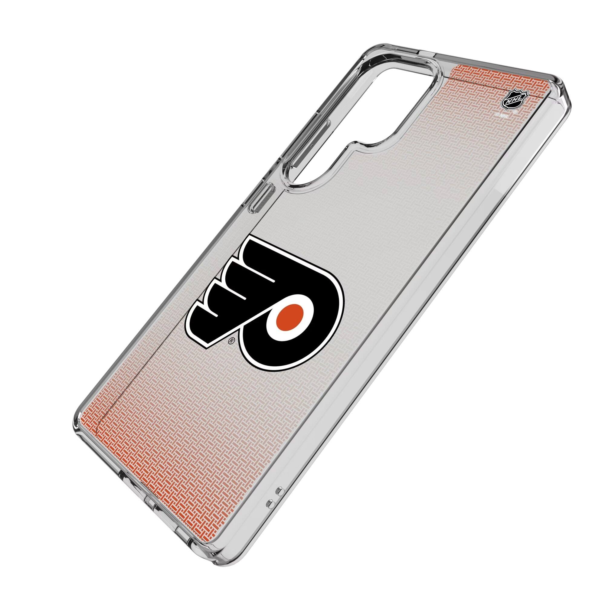 Alt View 1. Keyscaper - Philadelphia Flyers Linen Logo Galaxy Clear Case - S24 Ultra - Multicolor.