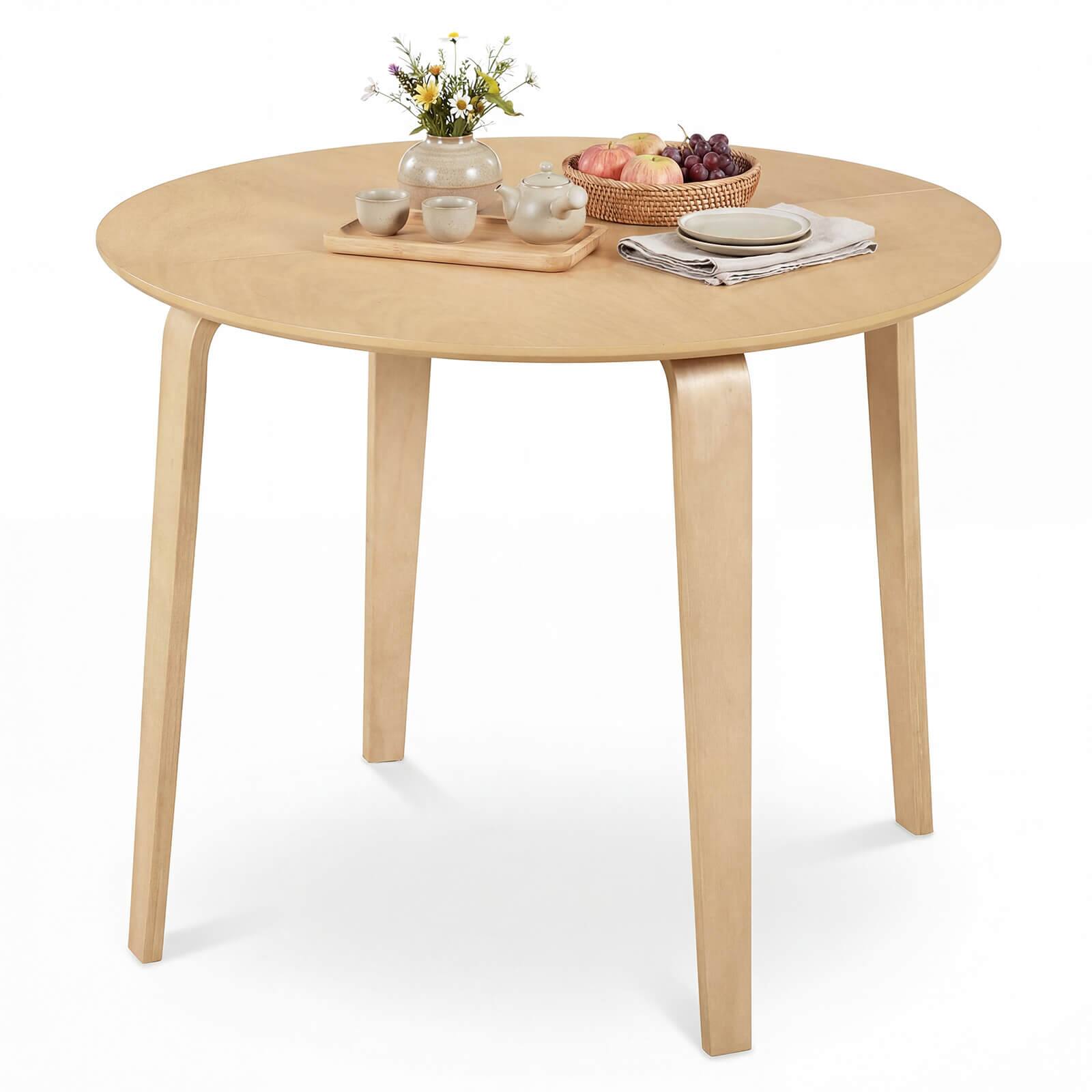 Front. Costway - Costway 37.5" Round Kitchen Table Circle Dining Room Table with Rubber Wood Legs - Natural.