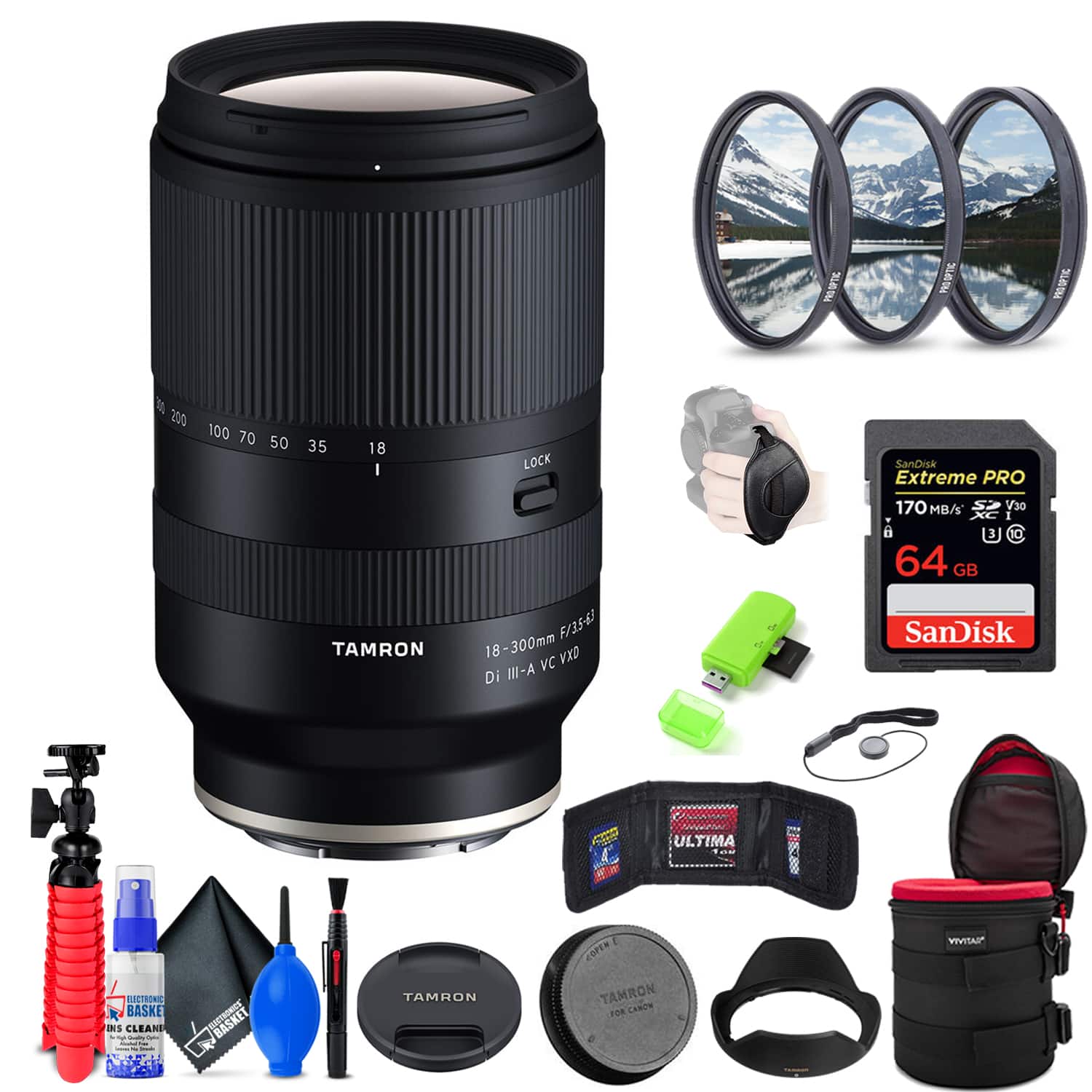 Tamron - 18-300mm f/3.5-6.3 Di III-A Lens for Sony E + Accessories (INT Model) - Black