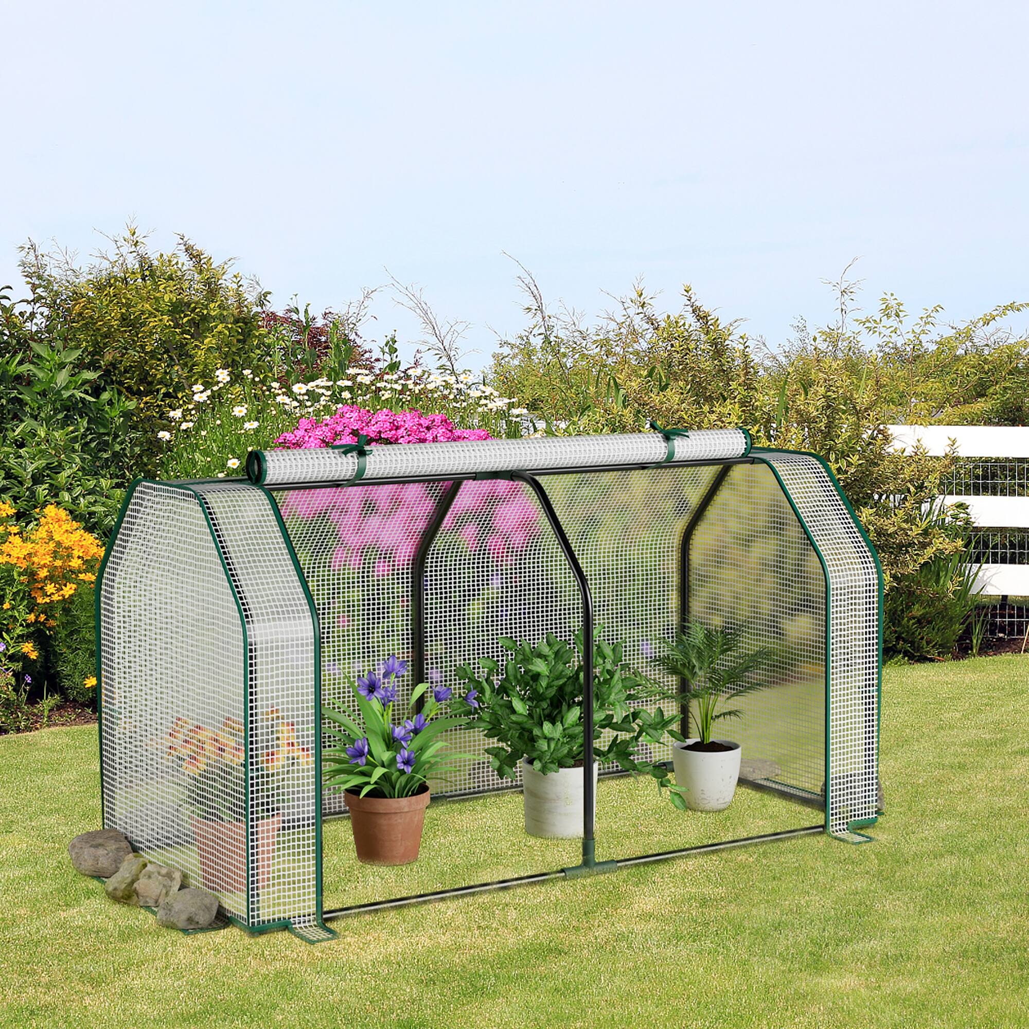 Alt View 1. Costway - Costway 47" x 22" x 24" Portable Mini Greenhouse with 2 Zipper Doors & Ground Stakes - Green.