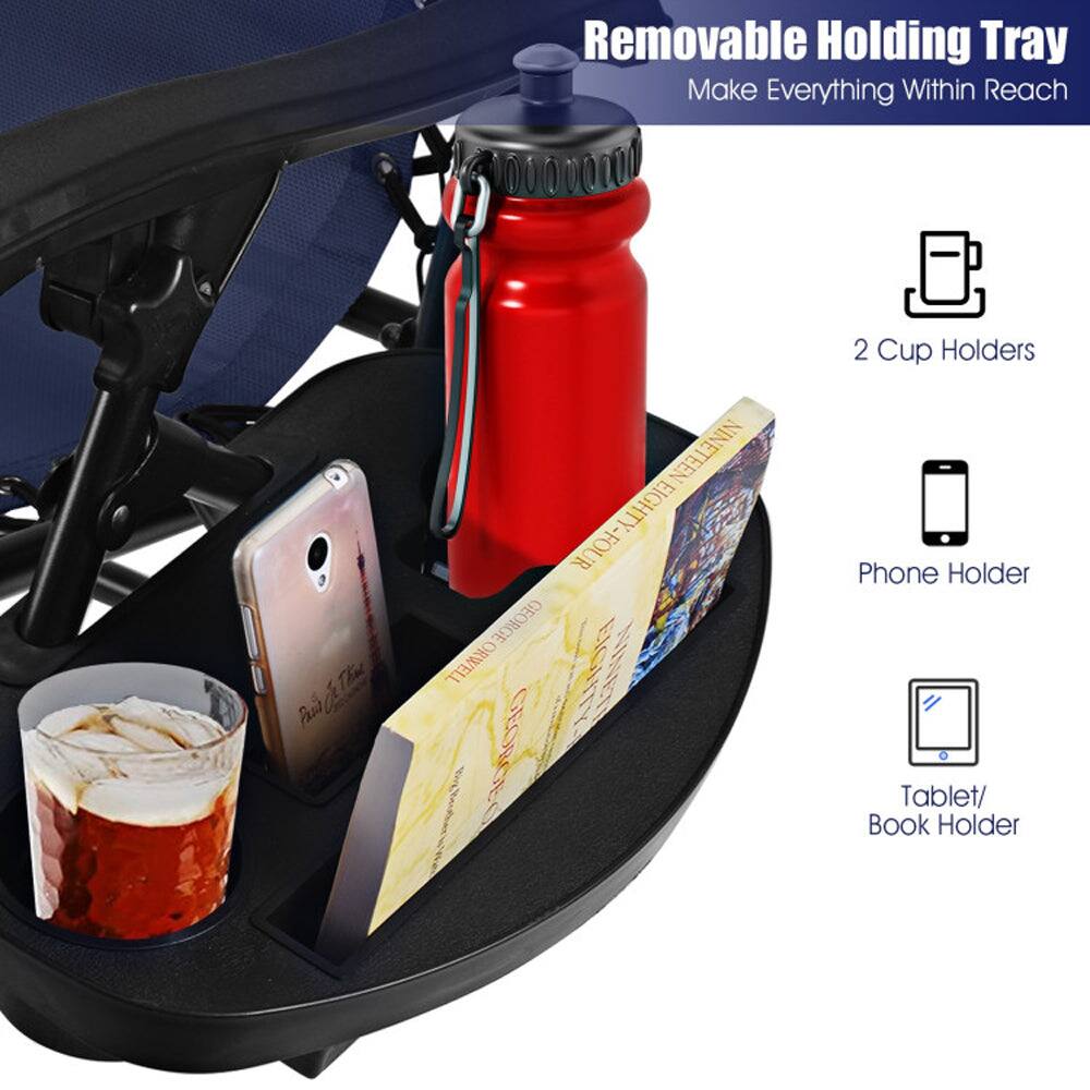 Removable Holding Tray  
Make Everything Within Reach  

- 2 Cup Holders  
- Phone Holder  
- Tablet/Book Holder
