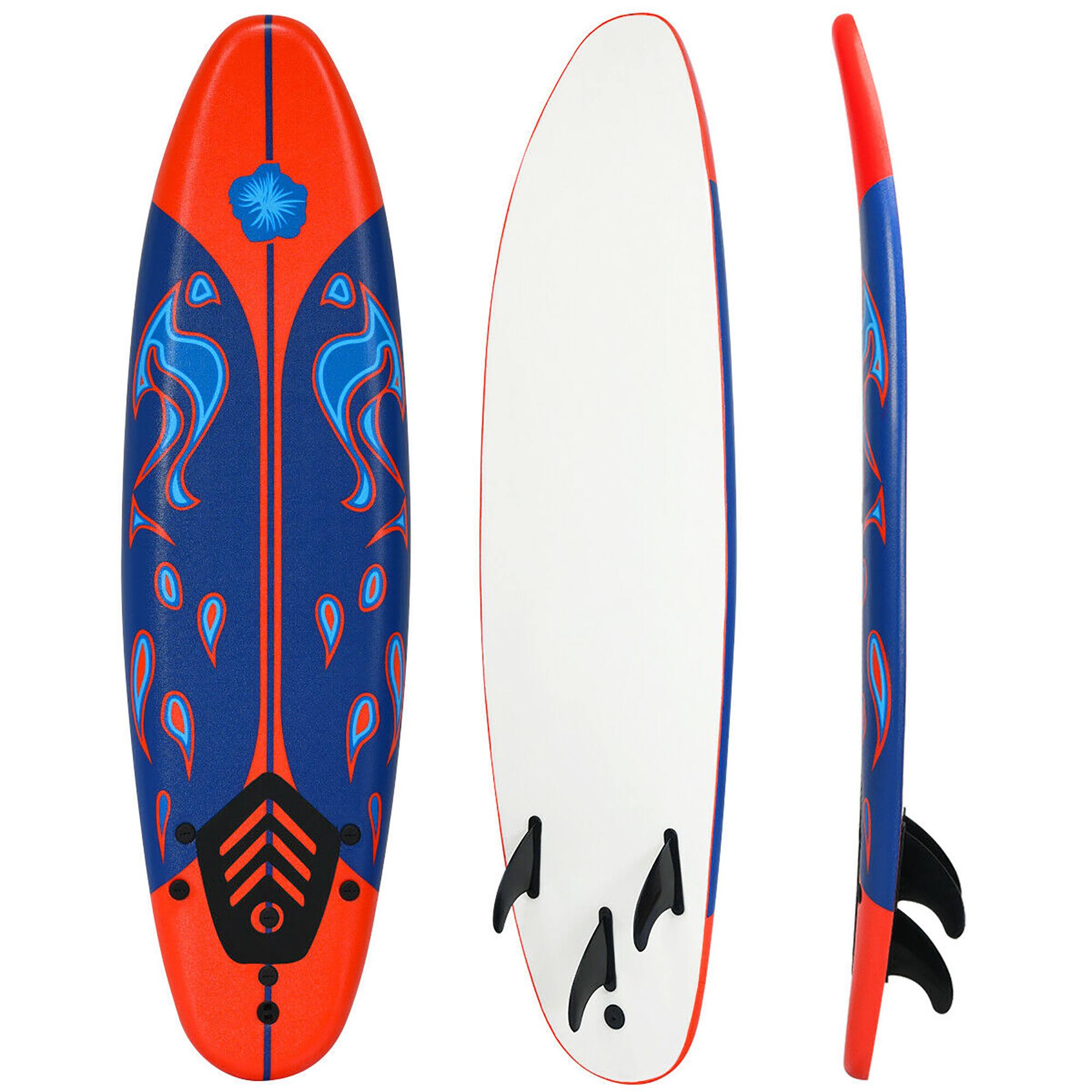 Alt View 10. Costway - Costway 6' Surfboard Foamie Body Surfing Board W/3  Fins & Leash for Kids Adults - Red.