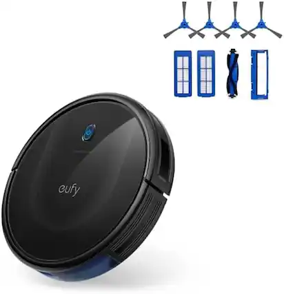 Front. eufy - eufy Robot Vacuum 11S MAX, Super Thin, Quiet, Self-Charging Robotic Vacuum Cleaner and Replacement Accessories Kit - black.
