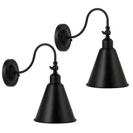 Oumilen - Swing Arm Wall Lamps Set of 2 - Rustic Vintage Black Wall Sconces with Adjustable Arm for Bedroom Bathroom Farmhouse