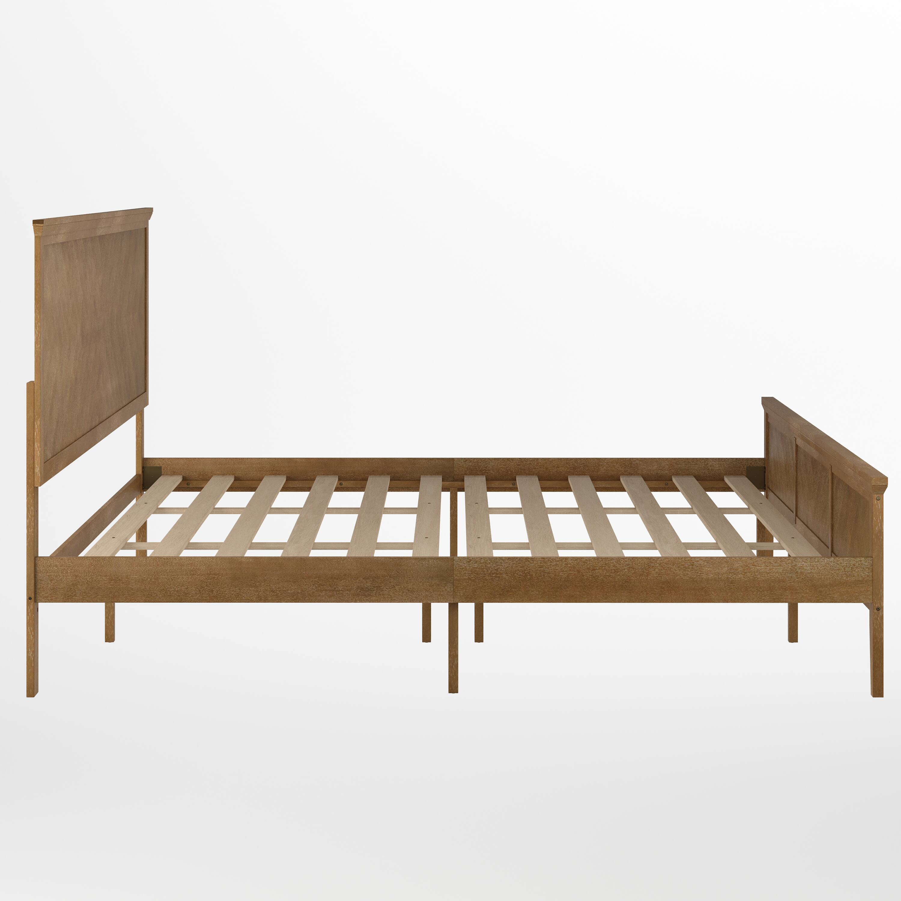 Left. Flash Furniture - Fiona Light Brown King Size Solid Wood Platform Bed Frame with Headboard, Footboard, and Slatted Bottom - Brown.