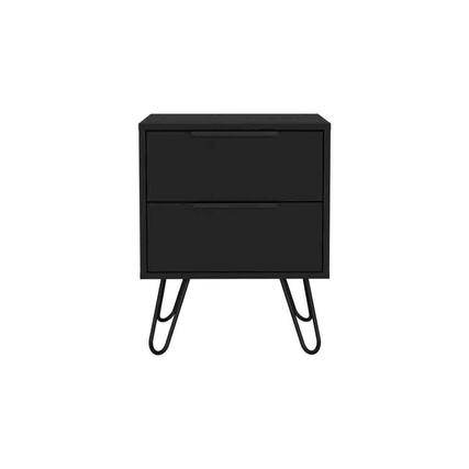 Front. Treevol Furniture - Nightstand Skyoner 2, Bedroom, Black - Black.