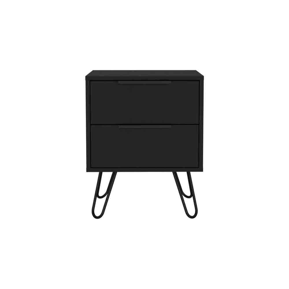 Front. Treevol Furniture - Nightstand Skyoner 2, Bedroom, Black - Black.