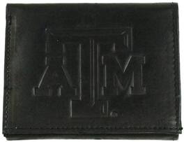 Rico Industries - Texas A&M Aggies - Distressed Look - Embossed Logo Black Leather Trifold Wallet - Multi