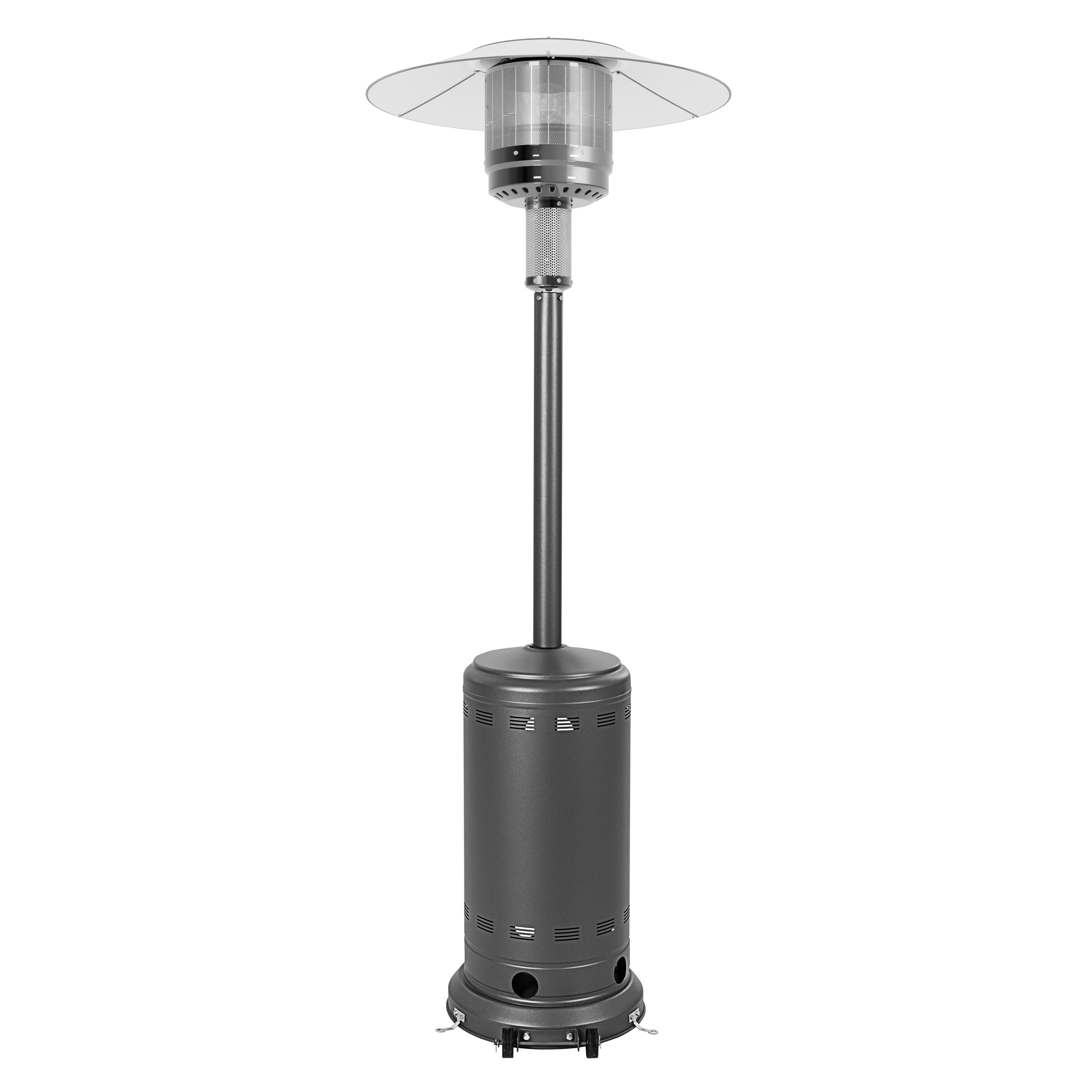 Back. Nuu Garden - Powder-Coated Propane Gas Outdoor Heater with Wheels, ETL Certified - sparkling gray.