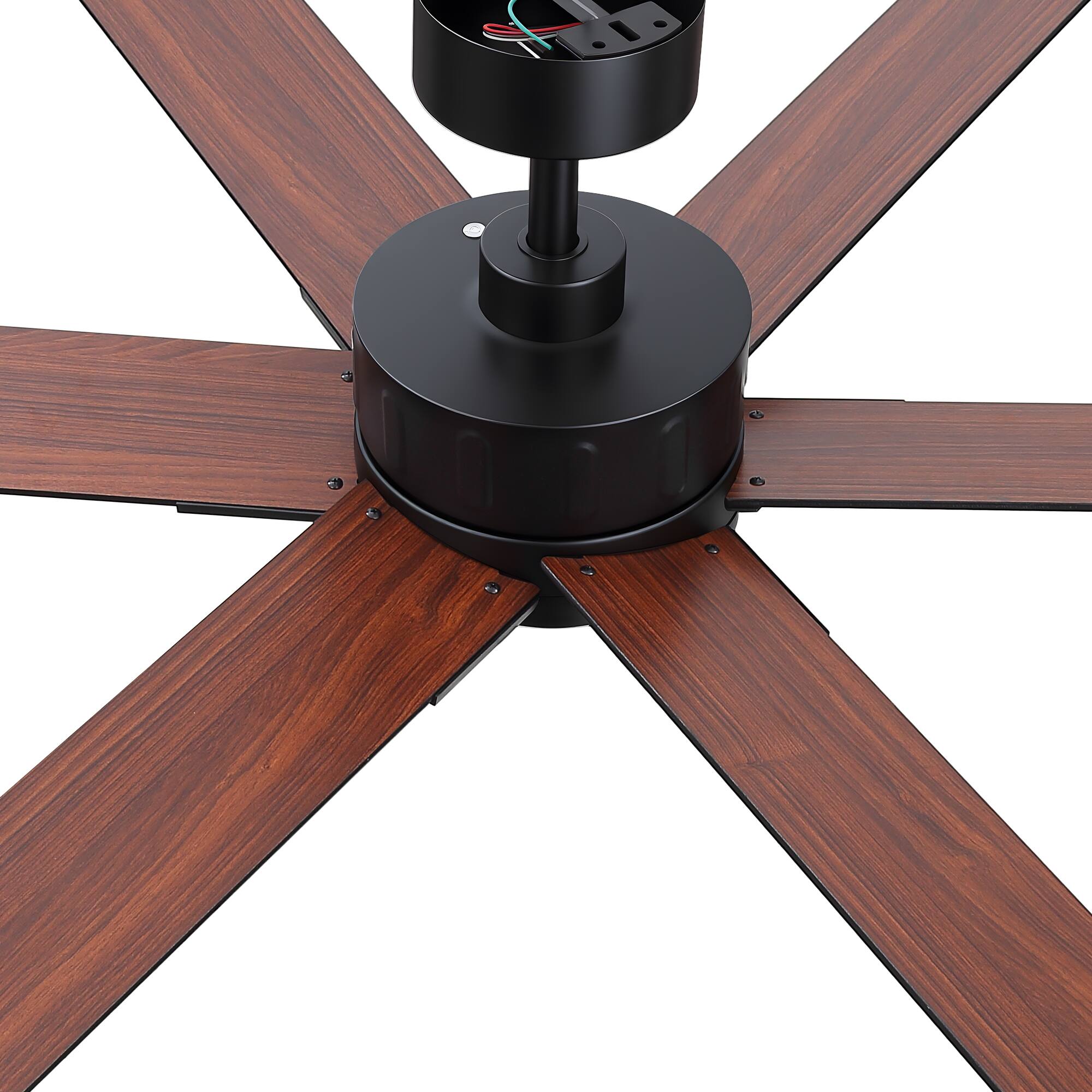 Alt View 9. Breezary - 56-Inch Modern Versatile Ceiling Fan with 6 Plywood Blades, DC Motor, 6-Speed Remote, Timer, Downrod Mount - 56-Inch Black and Walnut.
