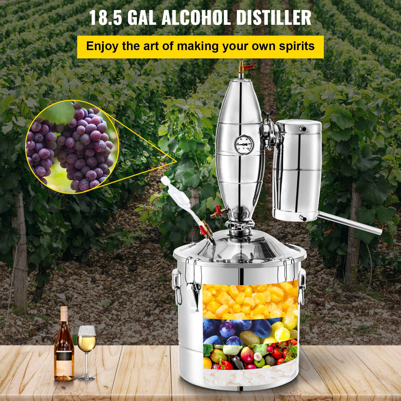 18.5 GAL ALCOHOL DISTILLER  
Enjoy the art of making your own spirits