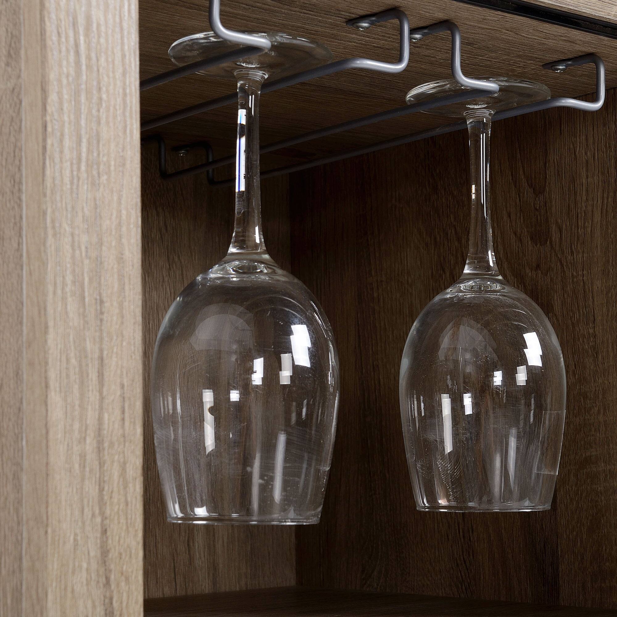 Alt View 8. Homcom - Wine Bar Cabinet, 6-Bottle Wine Rack & Stemware Racks, Small Sideboard Buffet with Sliding Glass Door & Storage Shelves - brown.