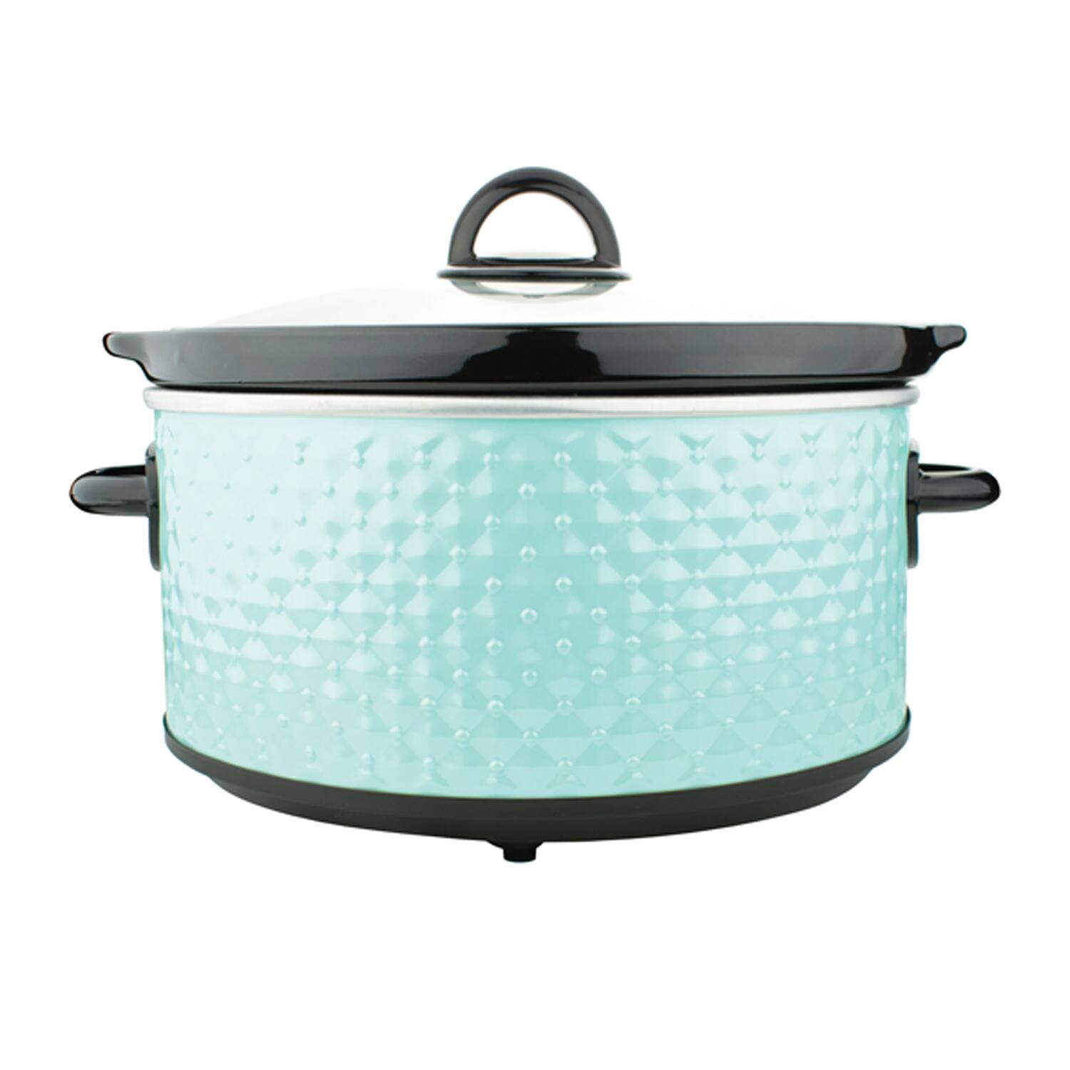 Back. Brentwood - Brentwood 3.5 Quart Diamond Pattern Slow Cooker in Blue - Blue.