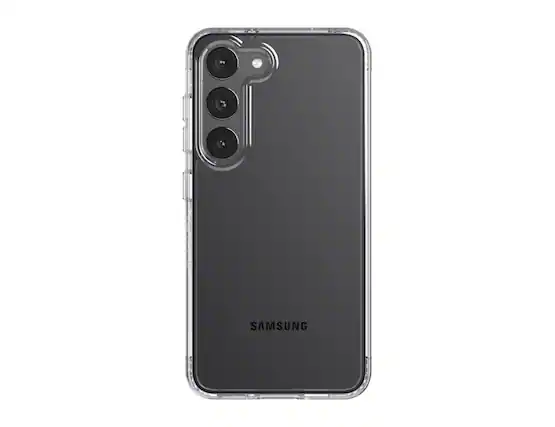 Front. Tech21 - Tech 21 EVOCLEAR 12 FT 3.6M Multi-Drop Impact Tested Waste Responsible Innovation Clear Case For Samsung Galaxy S23+ - Clear.