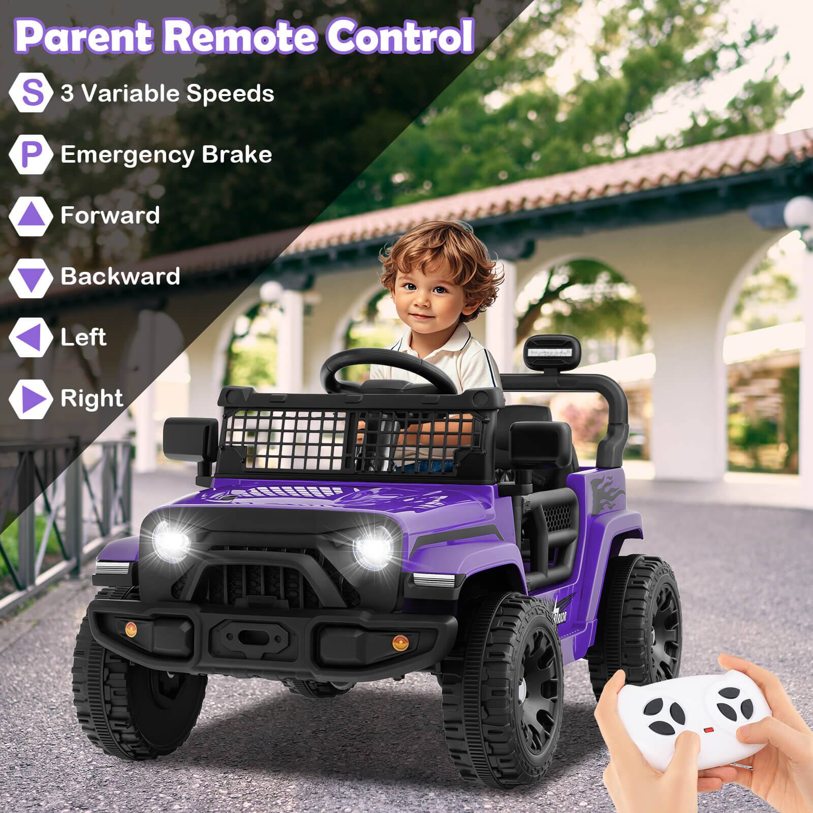 Parent Remote Control

- S 3 Variable Speeds
- P Emergency Brake
- Forward
- Backward
- Left
- Right