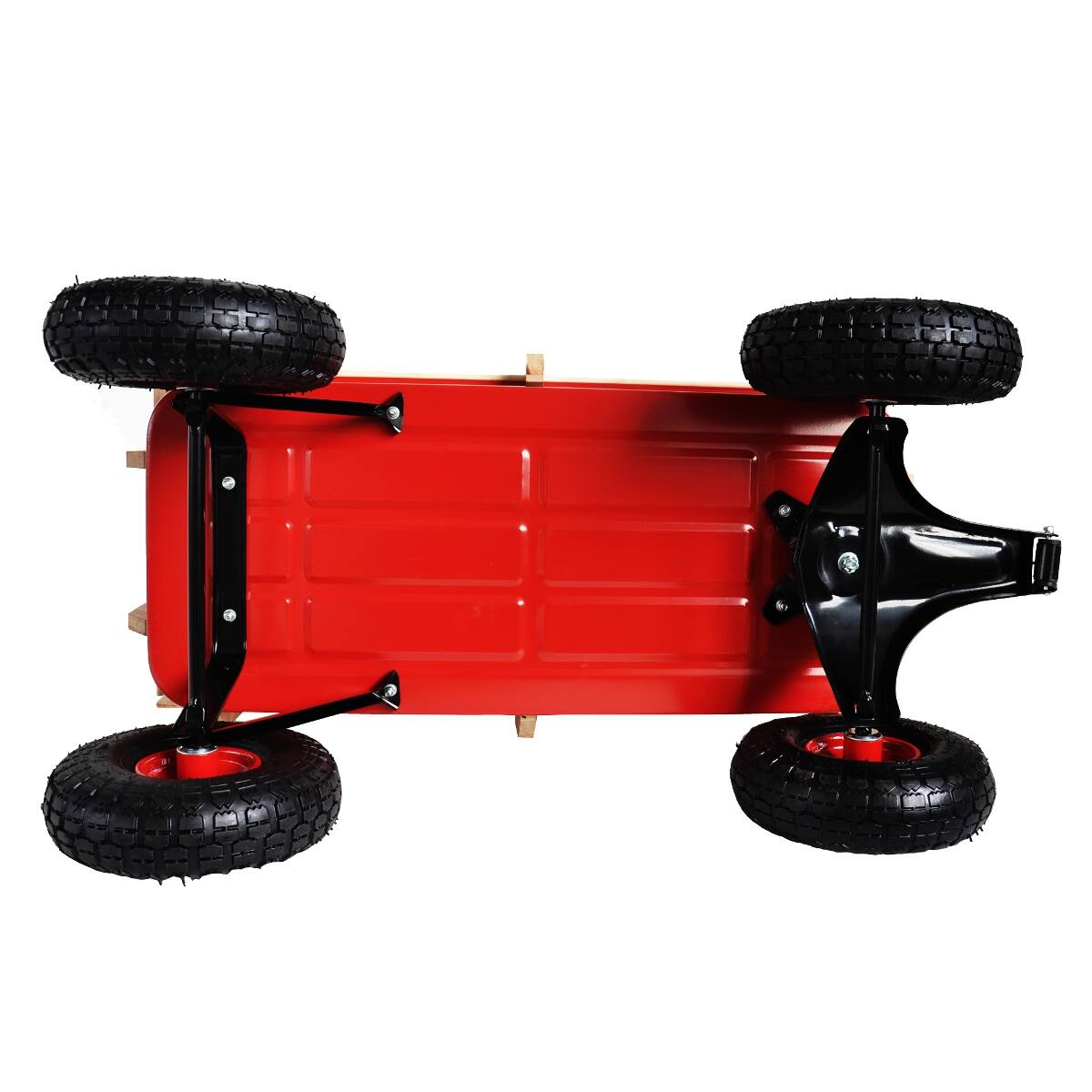 Alt View 9. Loheer - Loheer Garden Wagon Cart with Removable Wood Sides, Air Tires and Adjustable Handle, Red.