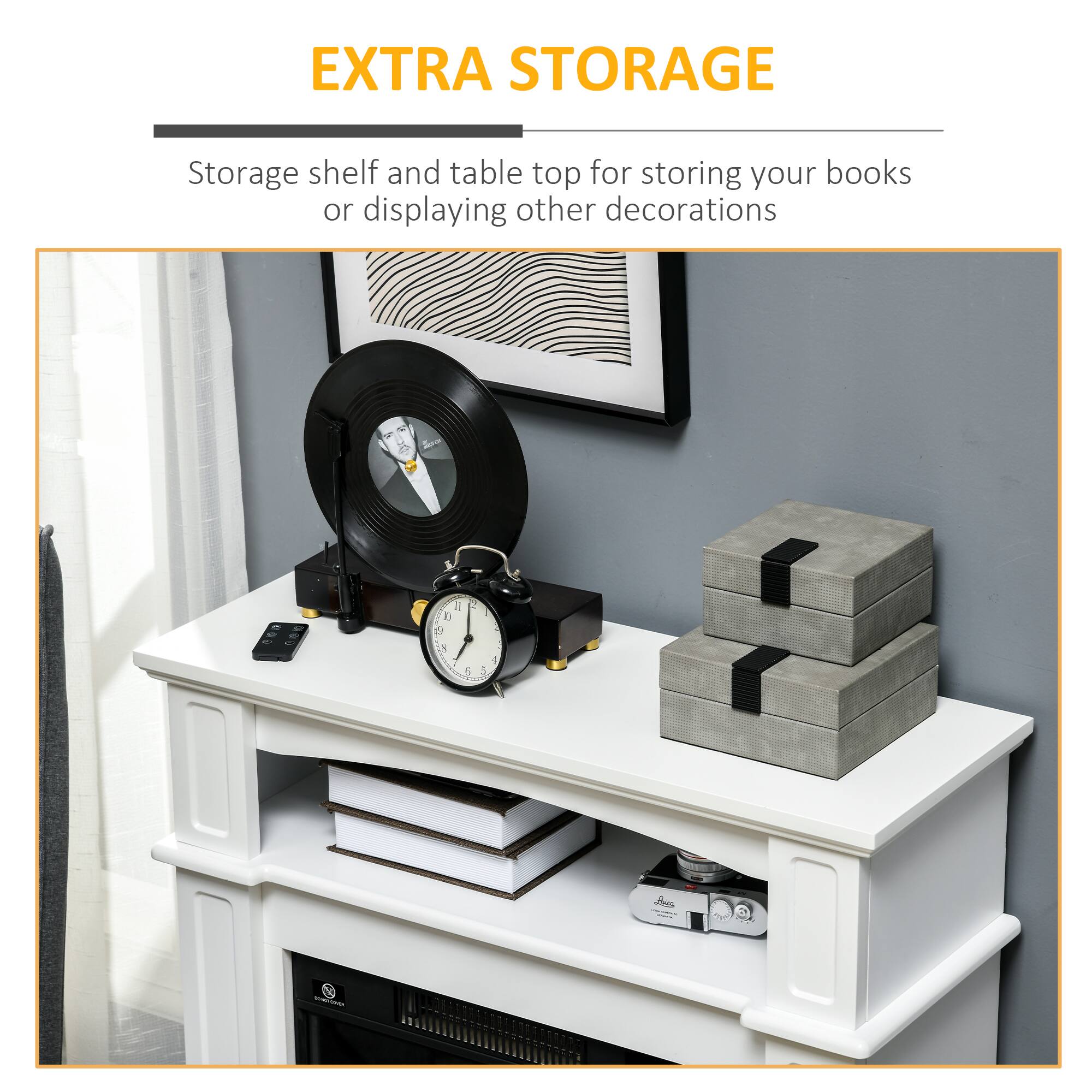 EXTRA STORAGE

Storage shelf and table top for storing your books or displaying other decorations