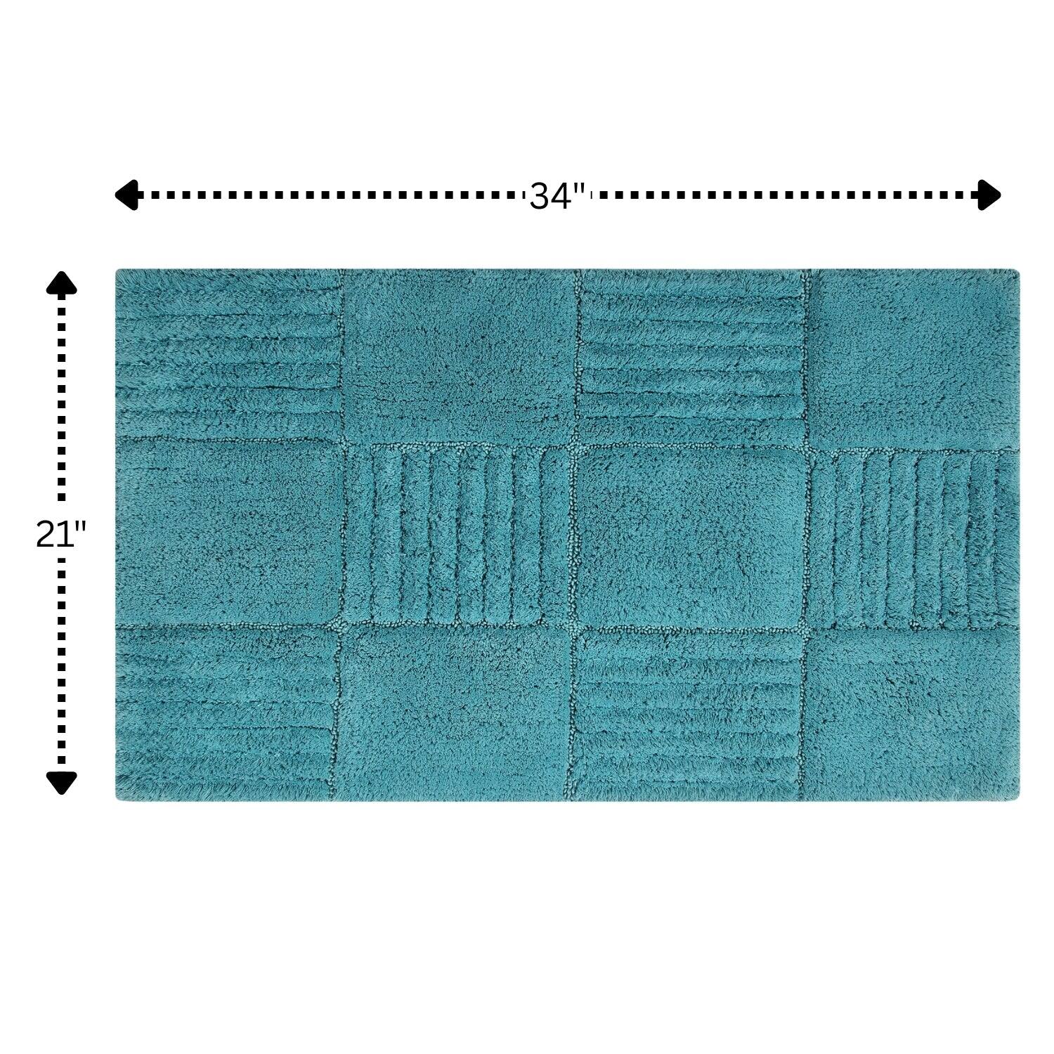 Alt View 6. Knightsbridge - Knightsbridge Checkerboard Bath Rug - 21 x 34 Inches - Non-Skid Cotton Rug - white.