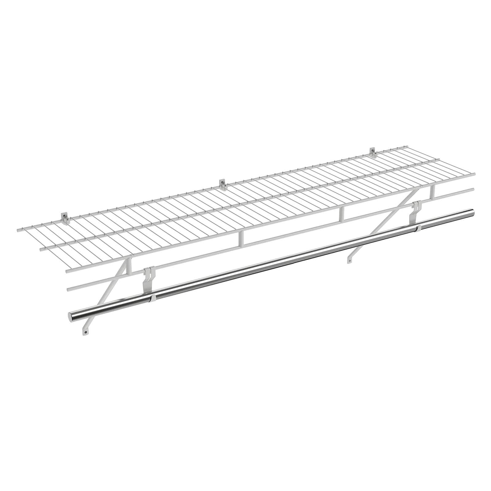 Costway - 4 ft x 12 inch Closet Shelves Wall Mounted with Hanging Rod for Laundry Room - White