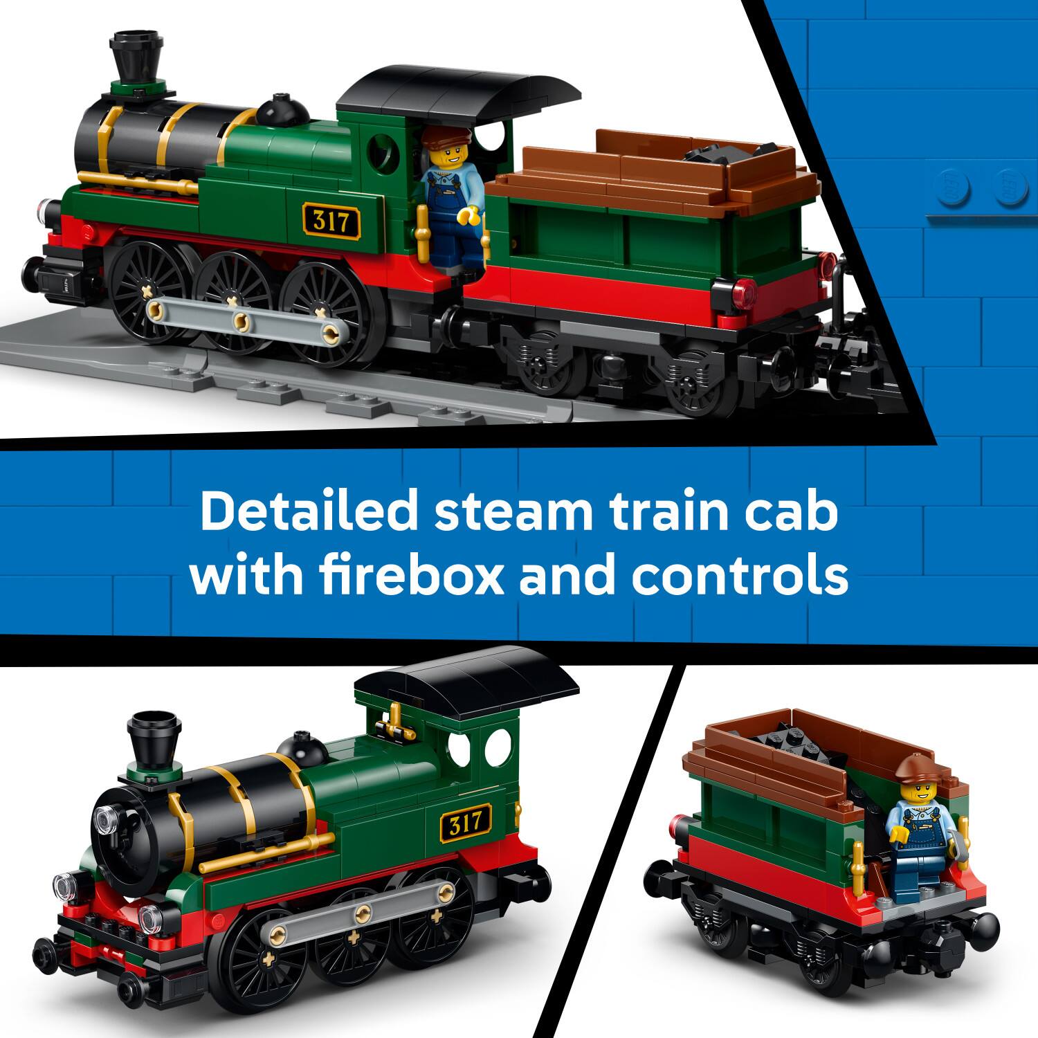 Detailed steam train cab with firebox and controls