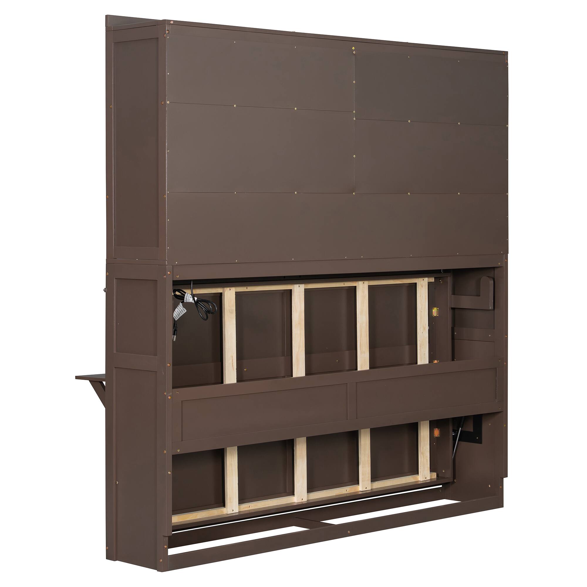 Alt View 2. Anysun - Twin Size Murphy Bed with Top Cabinet,Space Saving Foldable Bed with Light & USB - Espresso.