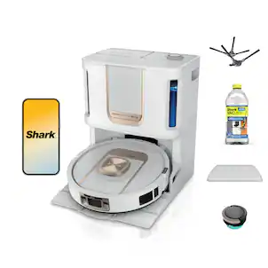 Shark - PowerDetect ThermaCharged Robot Vacuum & Mop 2-in-1, Heated Mop Sanitizing NeverTouch Pro Base - White
