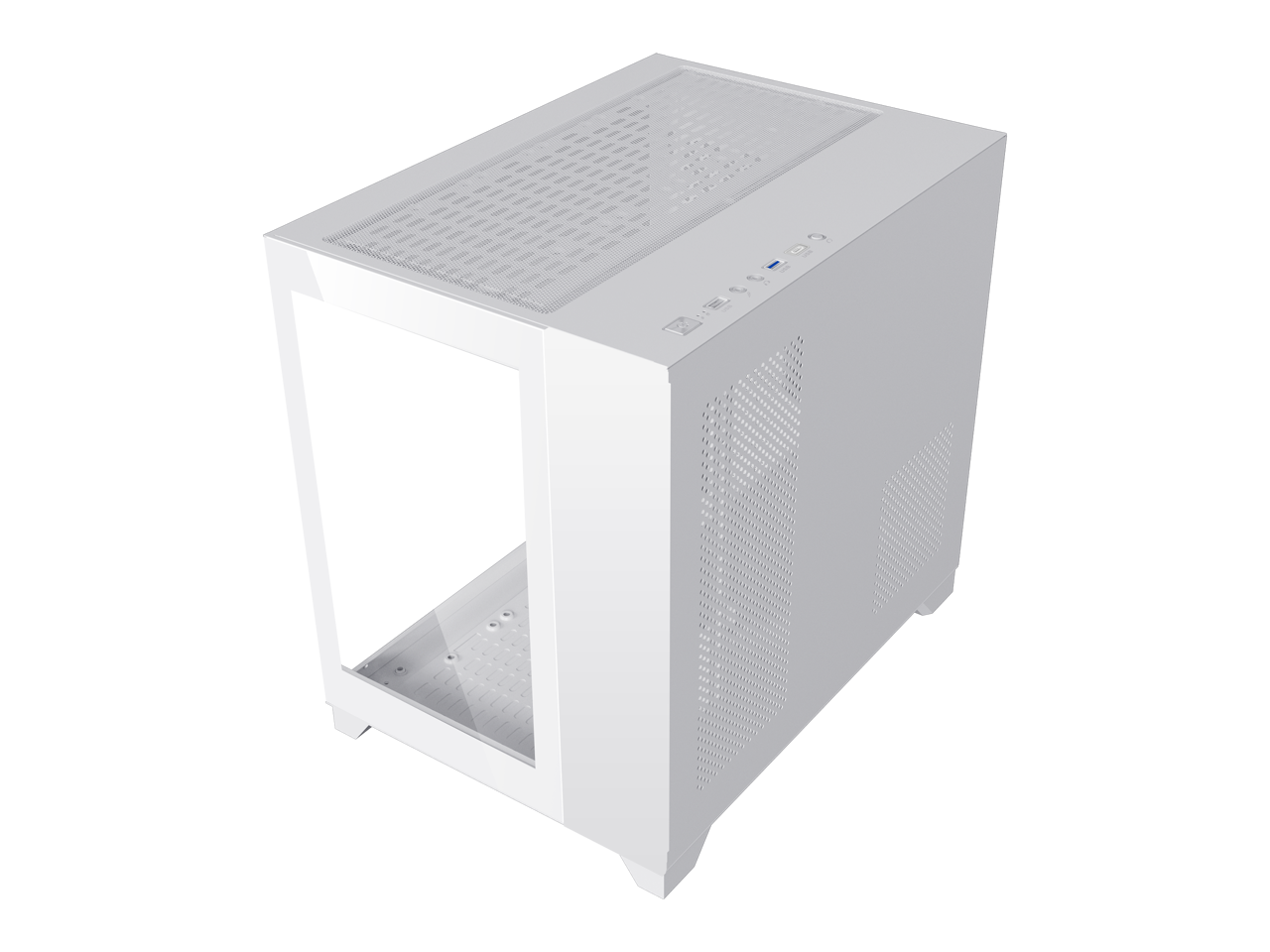 Alt View 9. DIYPC - DIYPC ARGB-Q3.R2-W White USB3.0/Type C Micro ATX Case w/ Tempered Glass & 3 ARGB Fans - White.