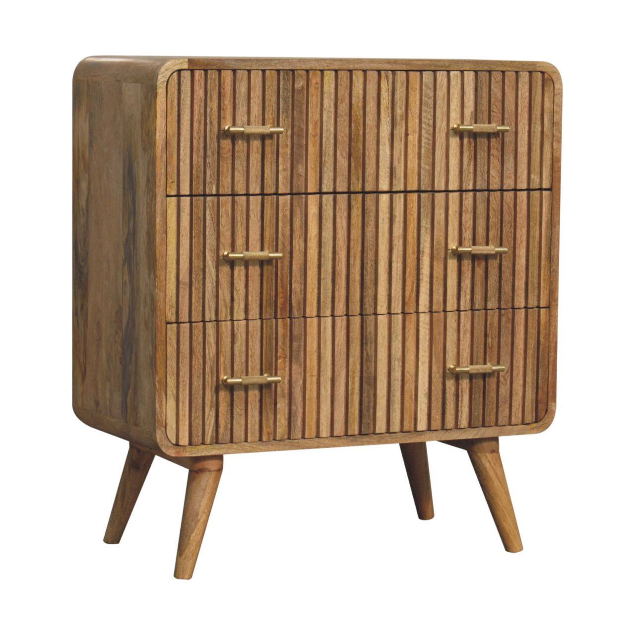 Back. Artisan Furniture - Artisan Furniture Solid Wood T-bar Ridged Chest, - Light Brown/Oak-ish.