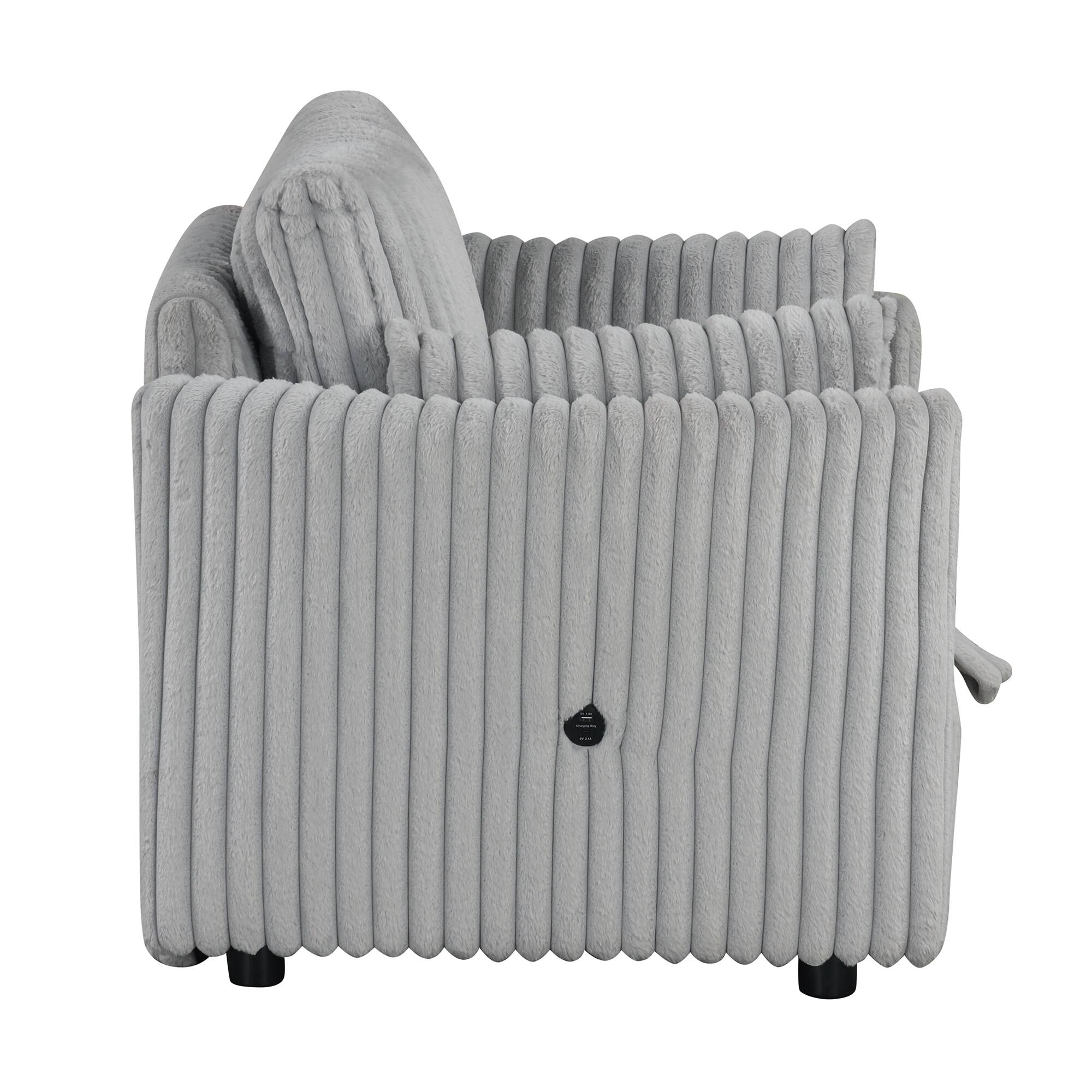 Alt View 2. Vaczon - Space-Saving Pull-Out Sleeper Chair Bed with Built-In USB Ports and Plush Pillows for Home, Dorm or Apartment - Gray.