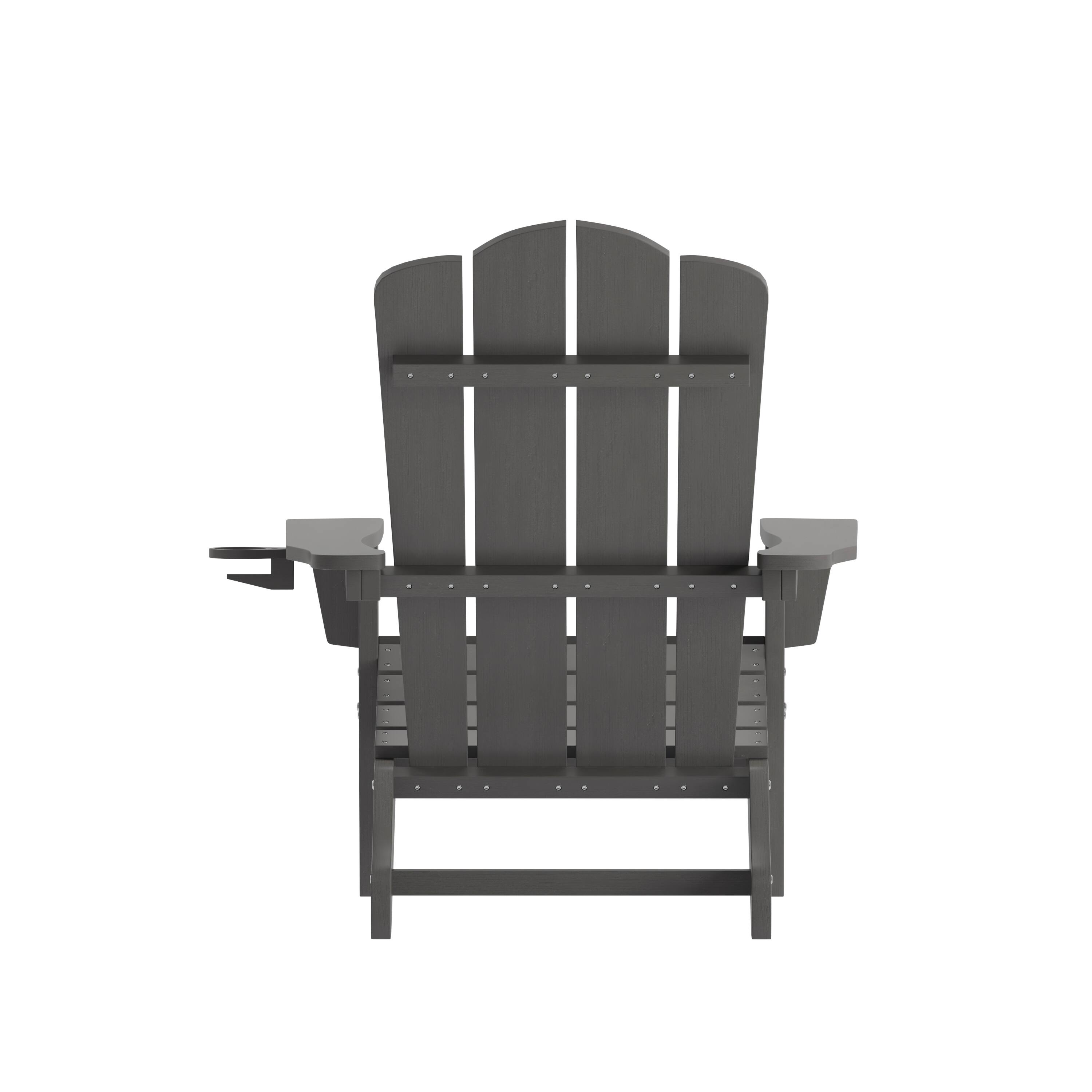 Alt View 8. Emma + Oliver - Tiverton Set of 4 Adirondack Chairs with Cup Holders, Weather Resistant HDPE Adirondack Chairs - Gray.