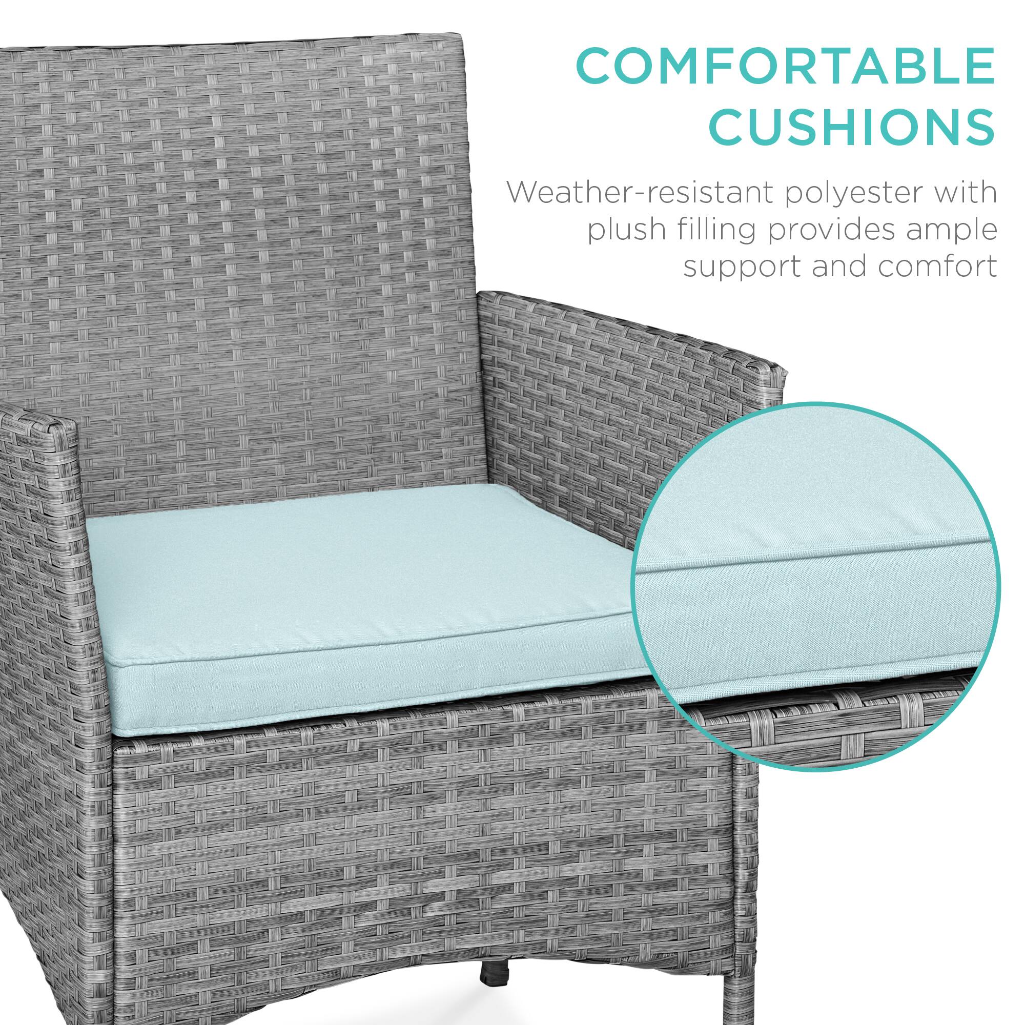 COMFORTABLE CUSHIONS

Weather-resistant polyester with plush filling provides ample support and comfort
