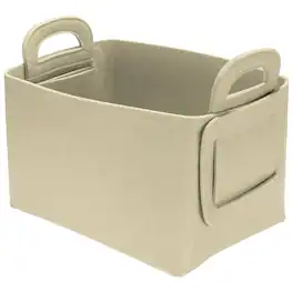 Unique Bargains - Felt Storage Bin 11x7x5.9" Foldable Handles Collapsible Organizer for Shelves, Closet, Books, Office, Bedroom - Khaki