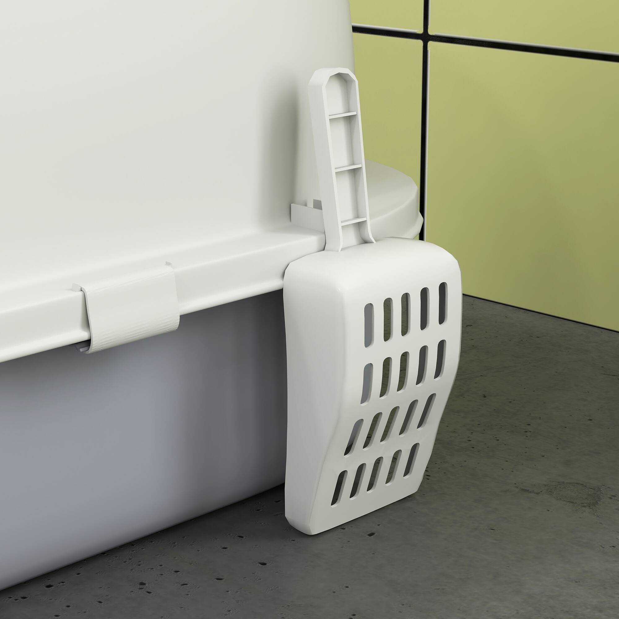 Alt View 5. Pawhut - Cat Litter Box, Covered Kitty Litter Box with Lid, Scoop, Deodorizing Bags for Odor Control, Privacy, Portable - Gray.