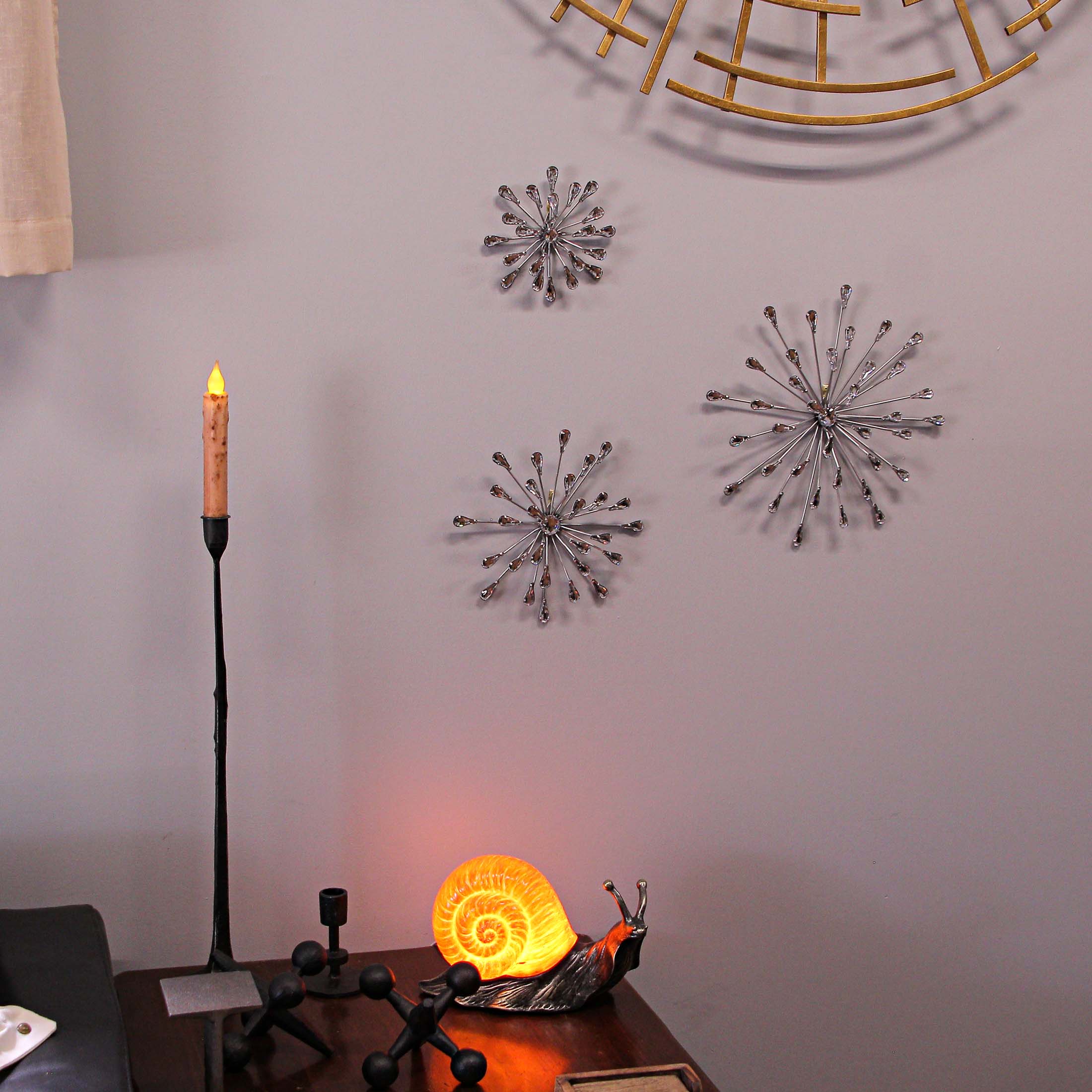 Alt View 3. Zeckos - Set of 3 Metal Modern Art 3D Starburst Silver Wall Accents Home Decor Sculptures - Silver.