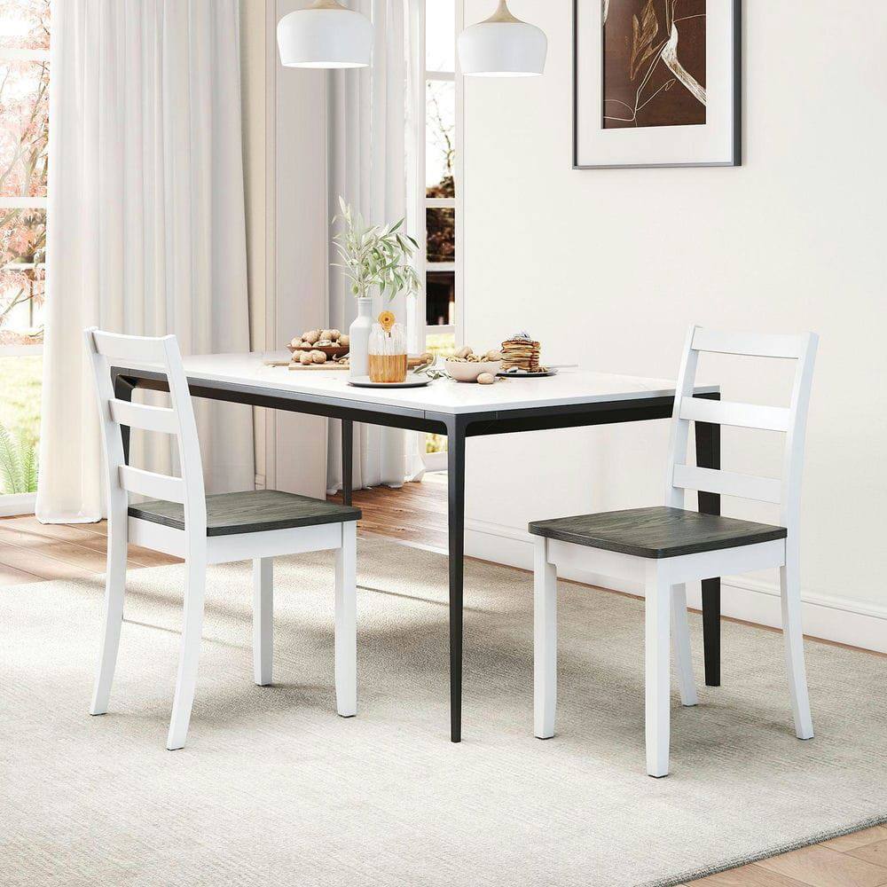 Left. Kadyn - Set of 4 Wood Dining Chairs with Solid Rubberwood Legs, Gray Finish - Gray.
