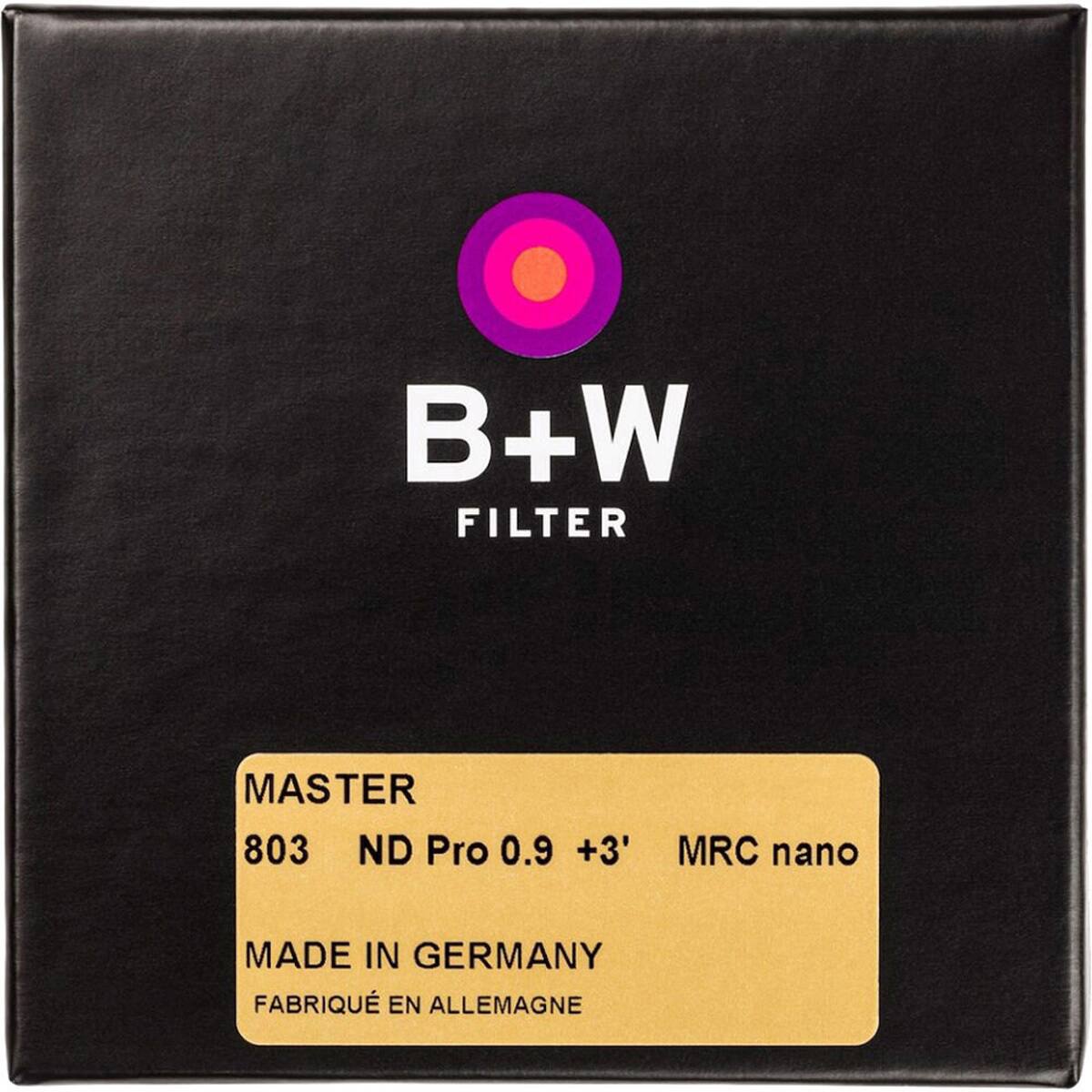 B+W FILTER  
MASTER 803 ND Pro 0.9 +3' MRC nano  
MADE IN GERMANY  
FABRIQUÉ EN ALLEMAGNE