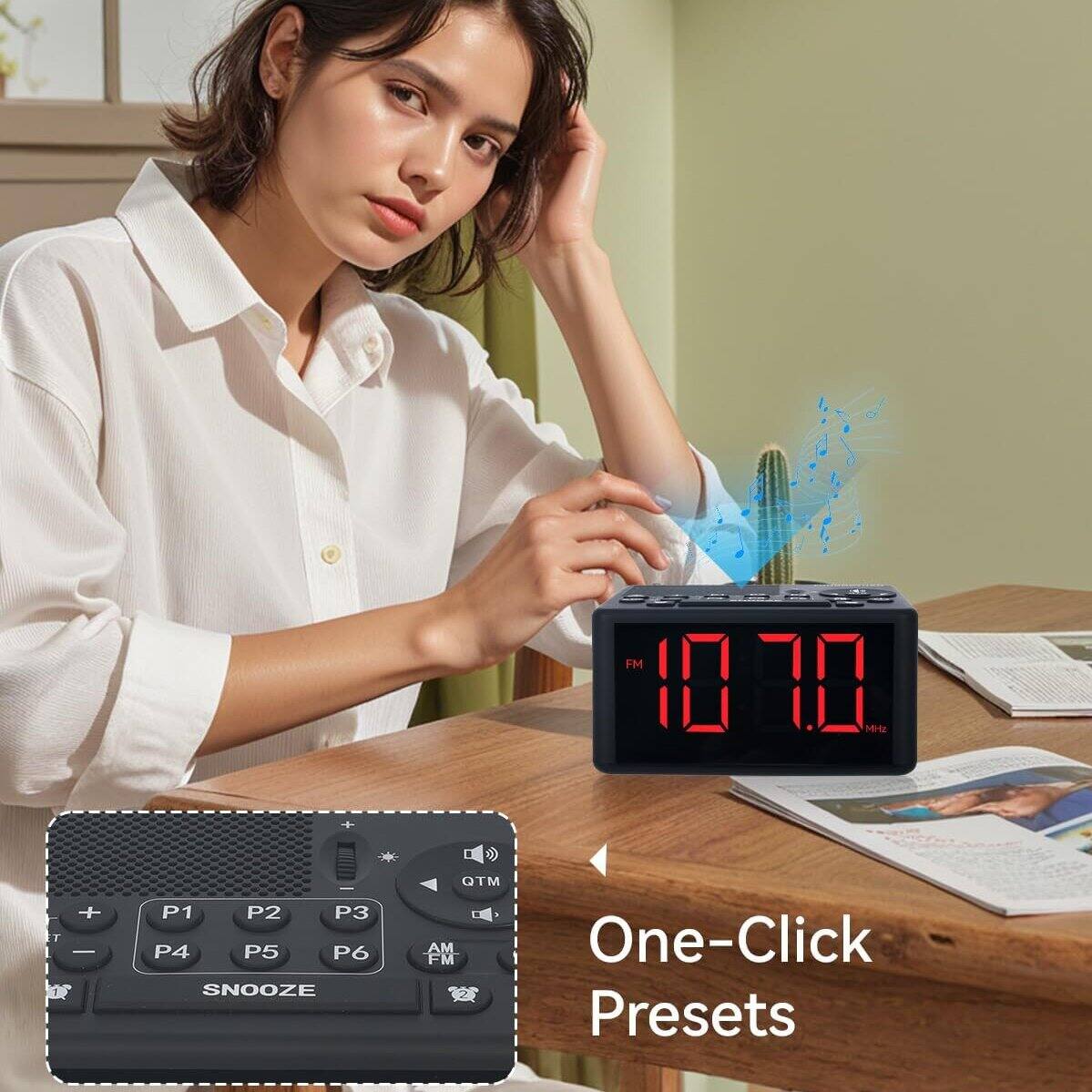 FM 10 H0 + T | 15 P1 P2 P3 P4 P5 P6 SNOOZE QTM AM FM One-Click Presets