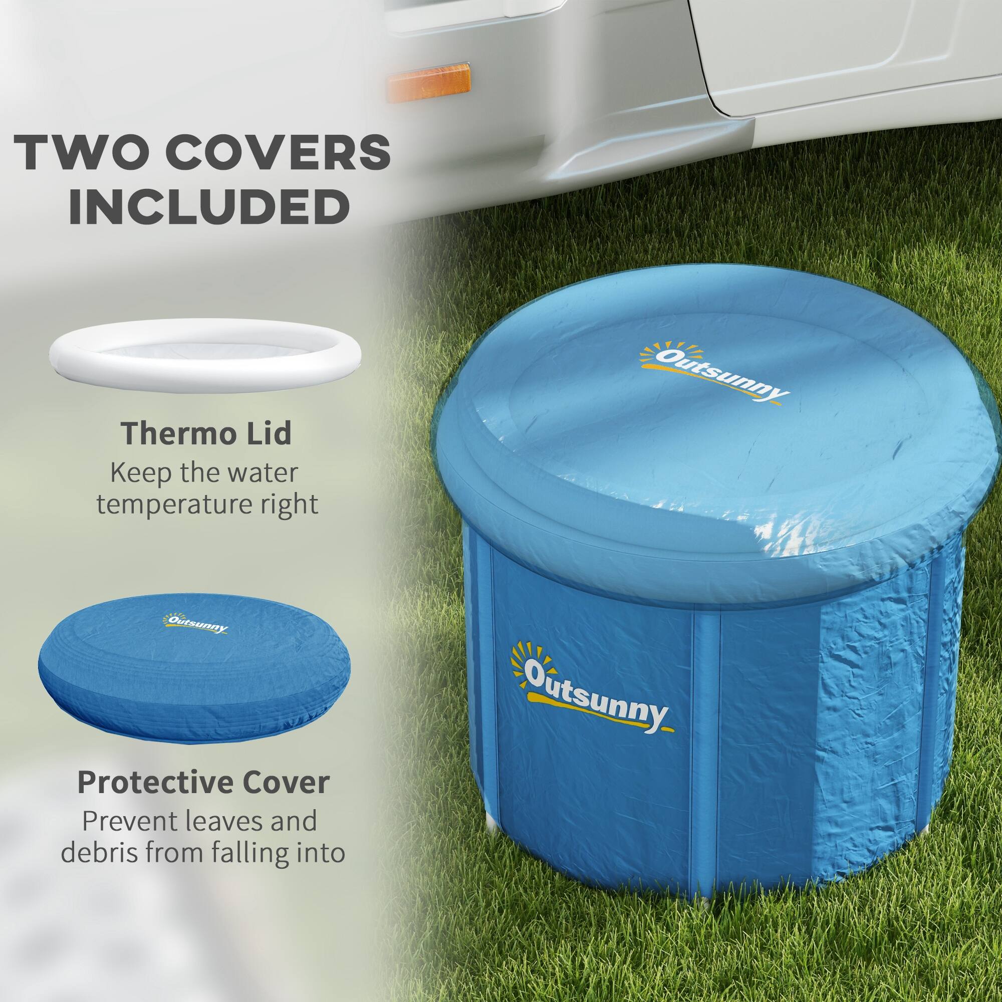 TWO COVERS INCLUDED

Thermo Lid  
Keep the water temperature right

Protective Cover  
Prevent leaves and debris from falling into